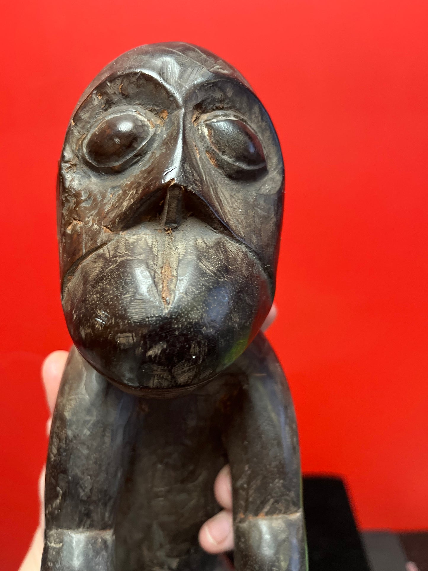 A Stunning Unusual African statue of a monkey man - antique with wonderful patina in great condition - 14 inches tall