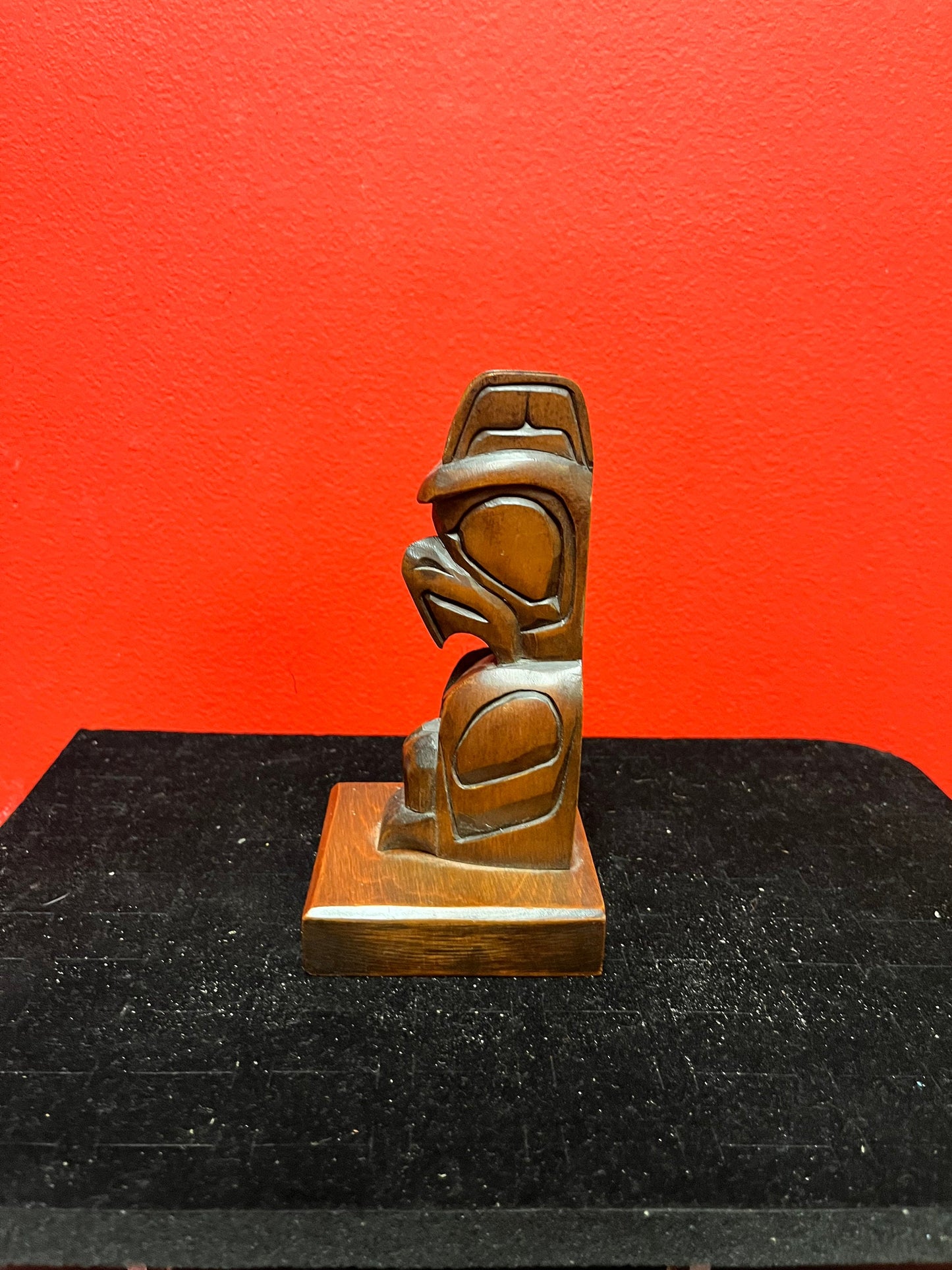 Lovely 6 inch high Thunderbird totem signed on back by Joe Becker indigenous first nations northwest coast intricate d