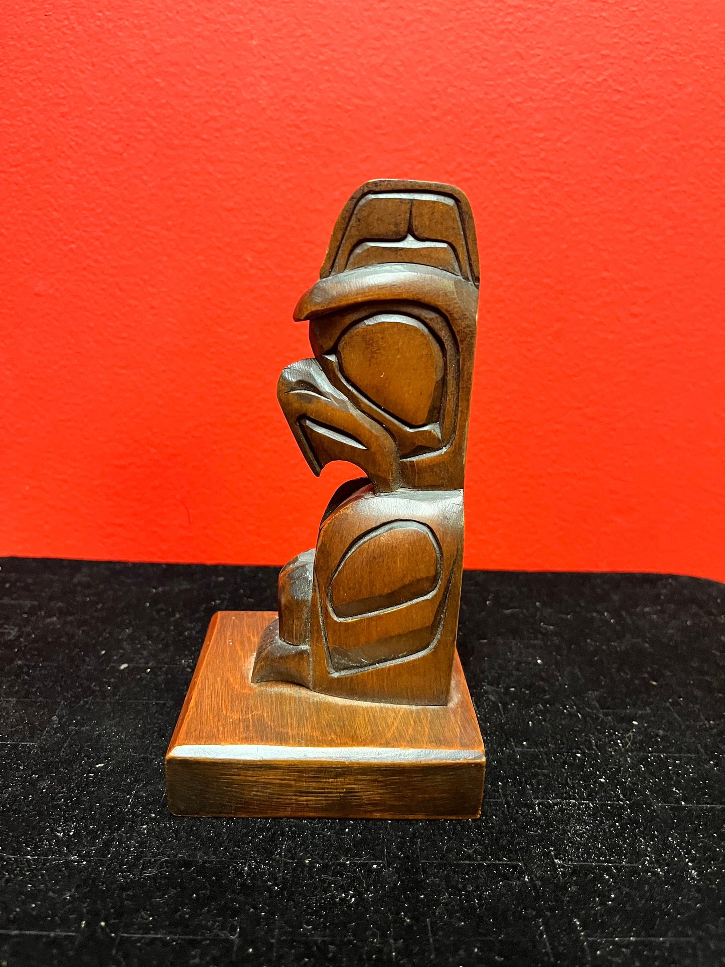 Lovely 6 inch high Thunderbird totem signed on back by Joe Becker indigenous first nations northwest coast intricate d