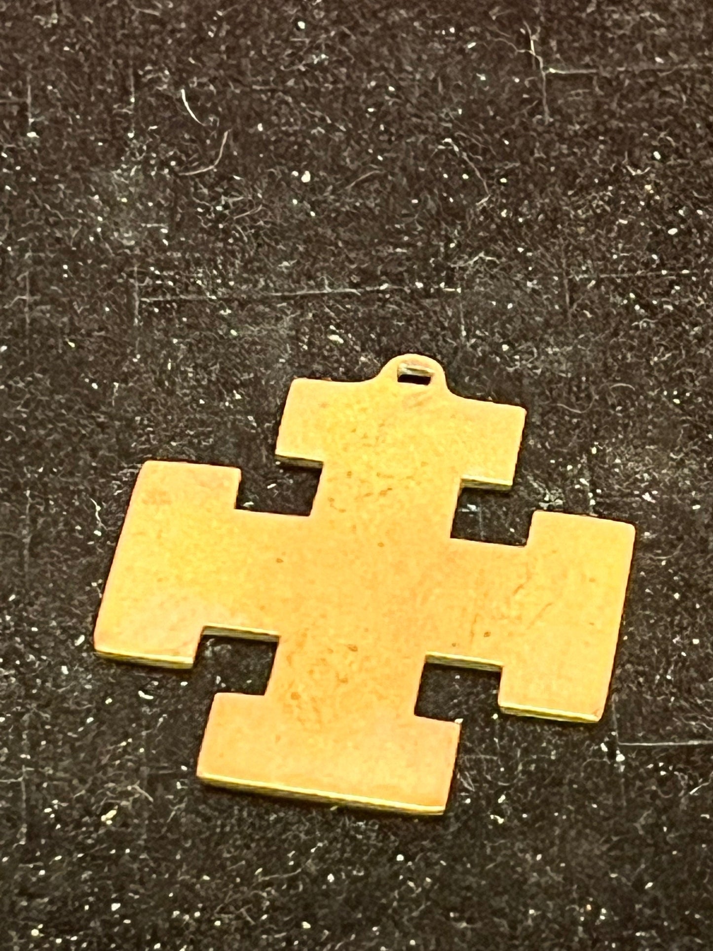 1.5 inch gold and black cross pendant - ready to wear