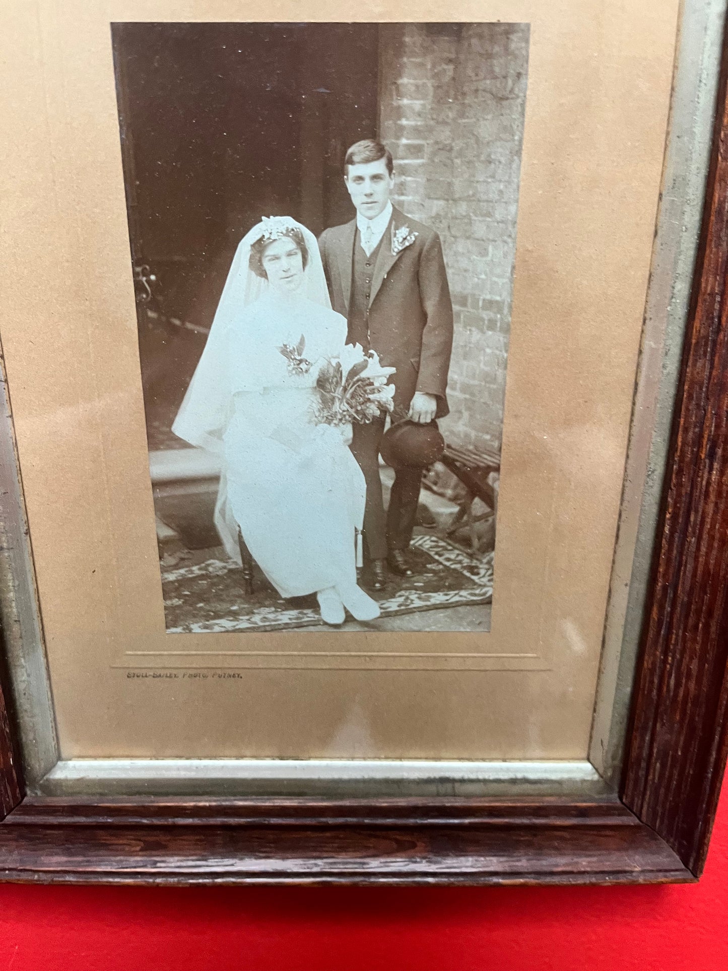 10 x 8 English oak frame with instant relatives wedding photo by Putney   good value