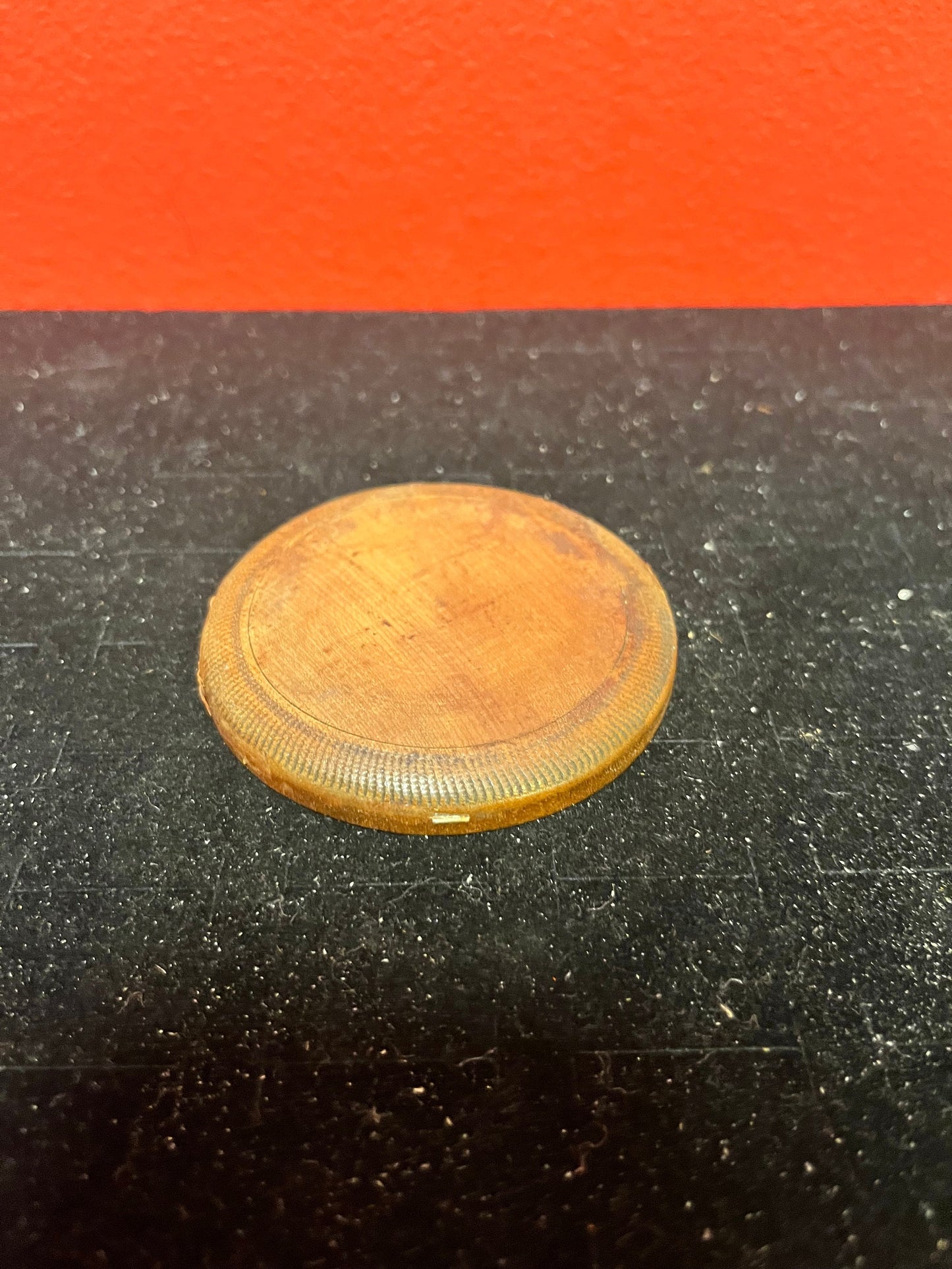 Lovely antique indigenous, first nations Pacific northwest coast wooden pin dish with totem  crusty edges great price  3 inches