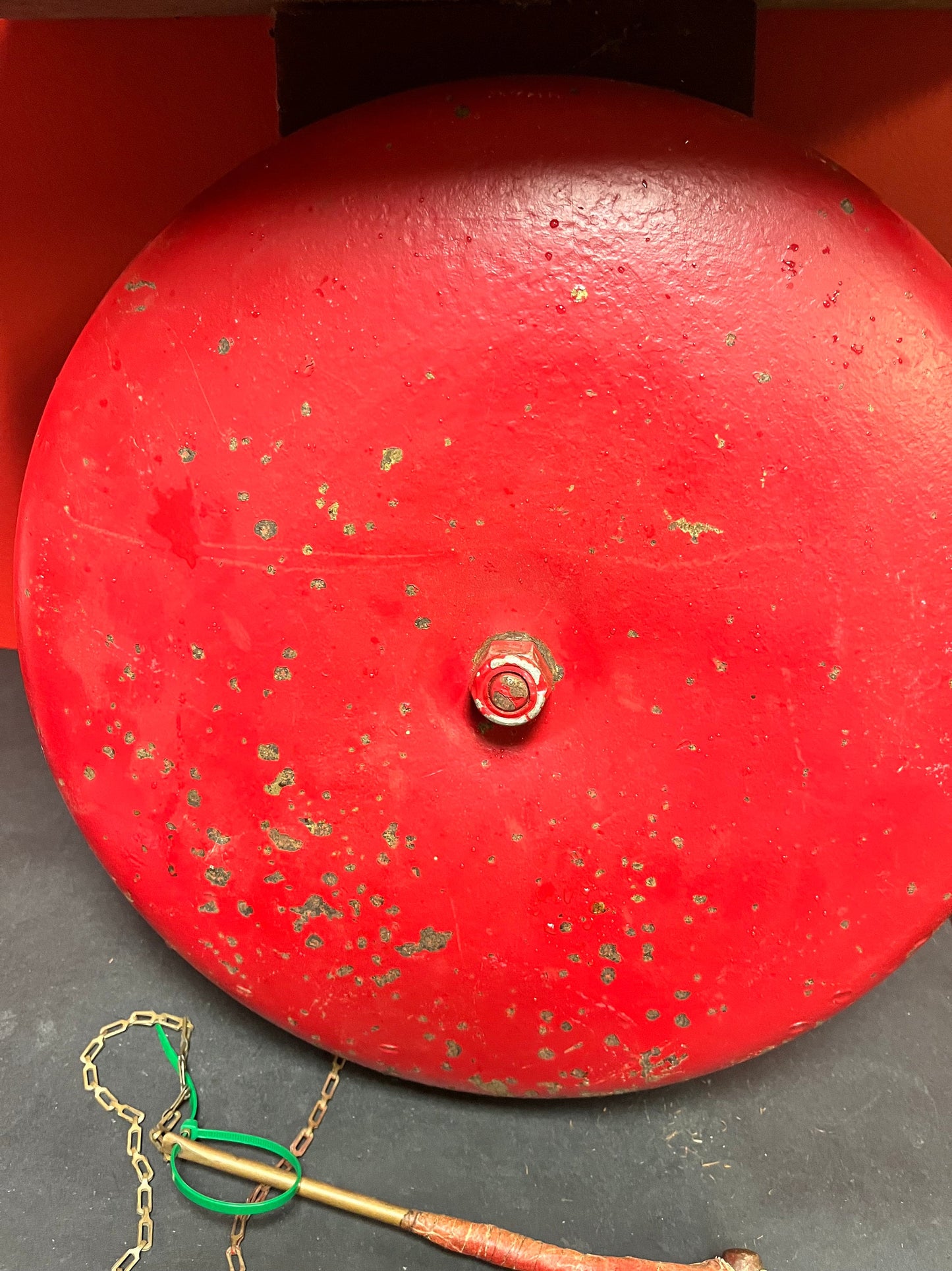Fabulous boxing bell - old authentic museum quality Vancouver Island boxing club ring bell bell 14 inches plus shelf and hammer - wow