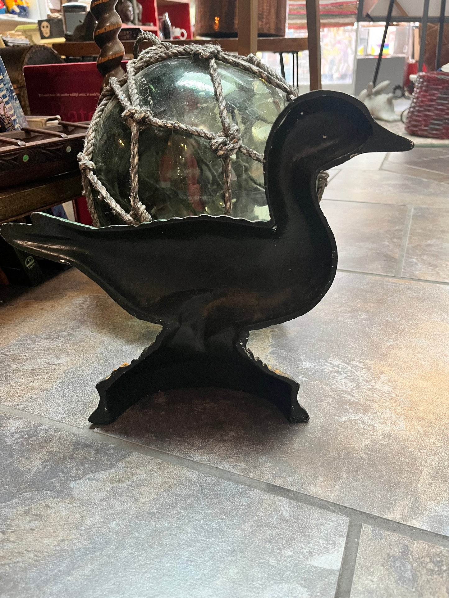 Fabulous 11 x 10 cast-iron mallard duck doorstop great paint and patina heavy Ready for your door