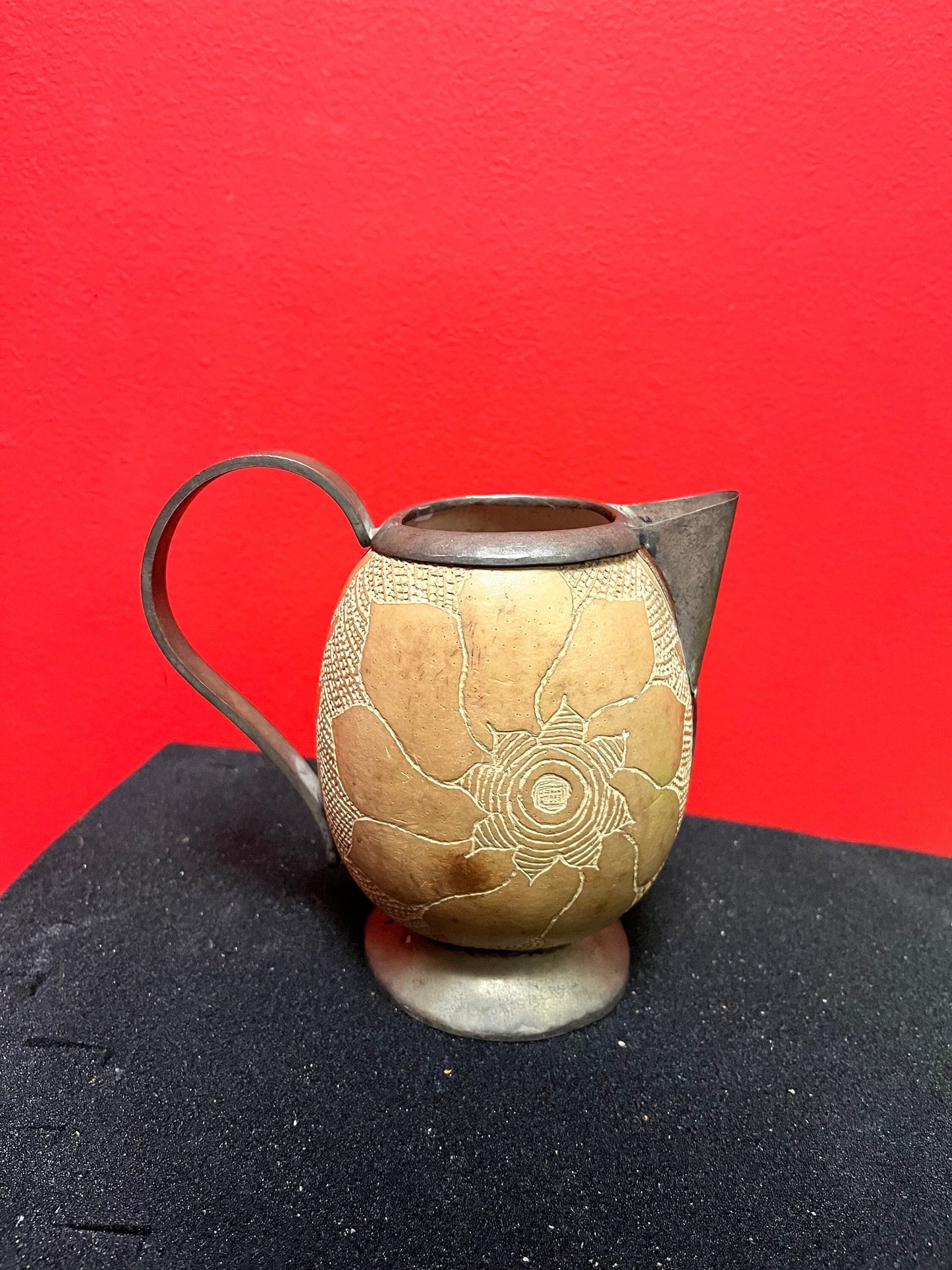 Lovely, antique silver plate and coconut shell jug really unique and perfect to use or gift