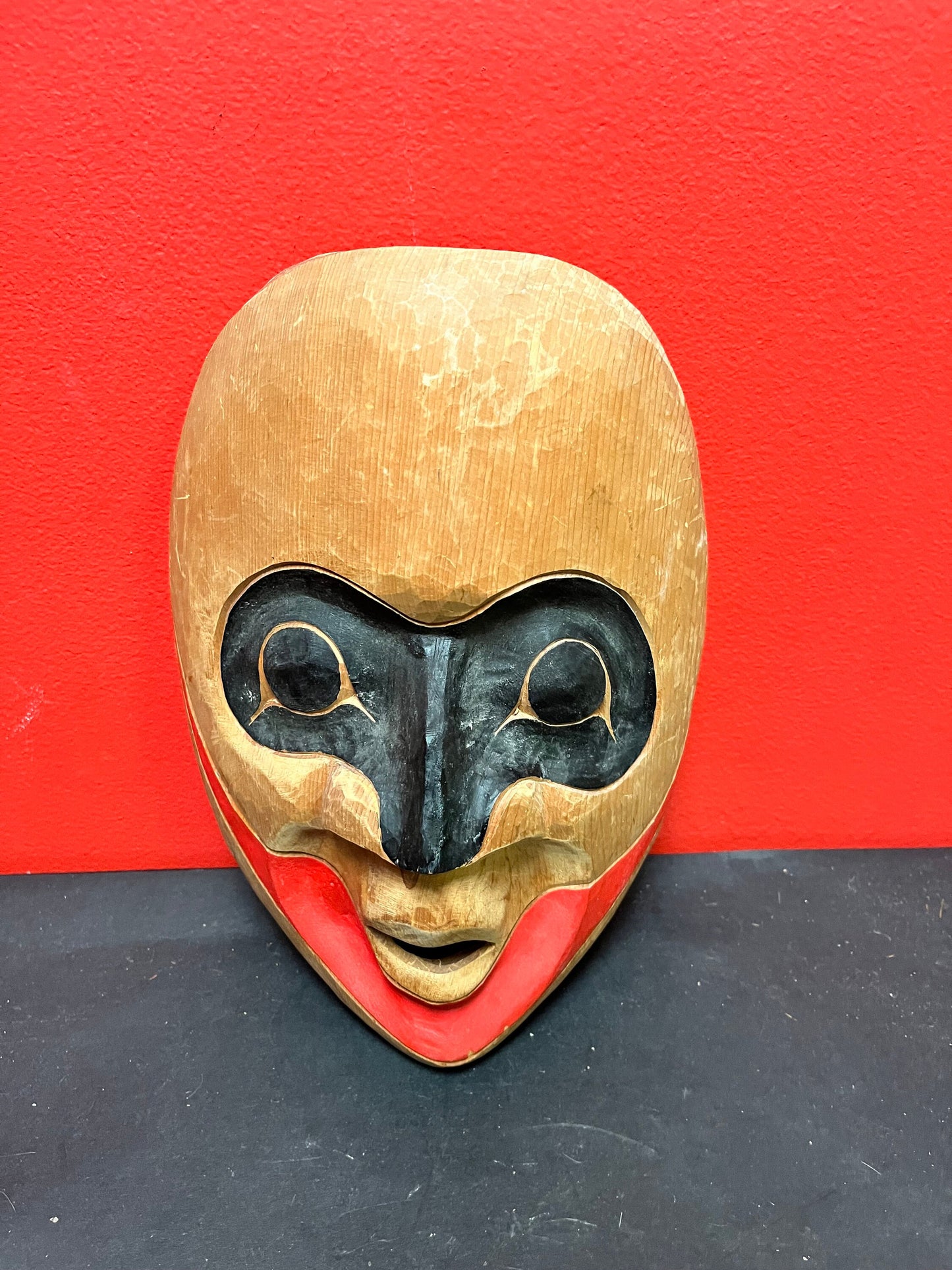 Lovely 11 x 8 wide cedar indigenous first nations specific northwest coast signed Squamish wild woman mask simple and beautiful
