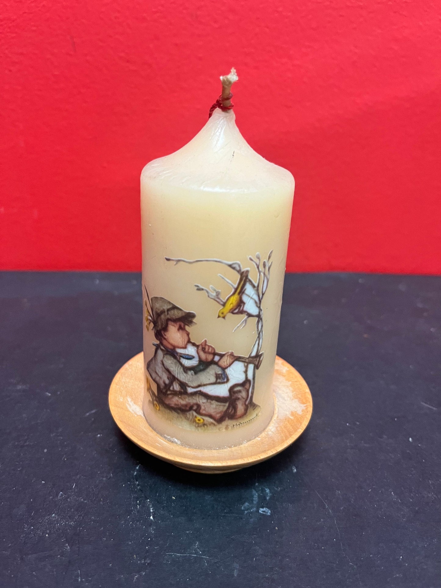 Rare 5 inch German HUMMEL candle on wood stand Perfect condition
