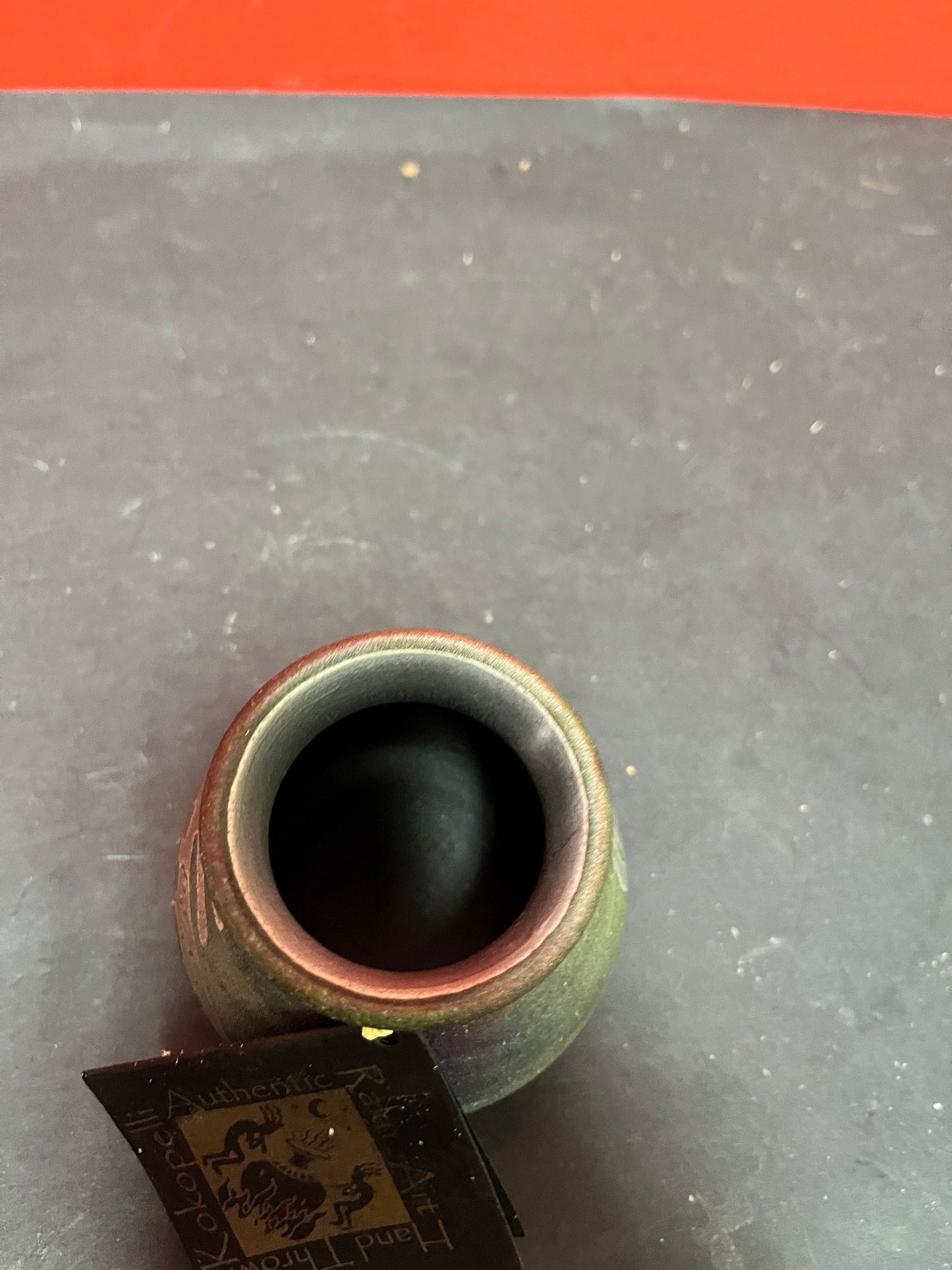 Lovely vintage Navajo Kokopelli signed handmade pottery vase with the original tag perfect condition