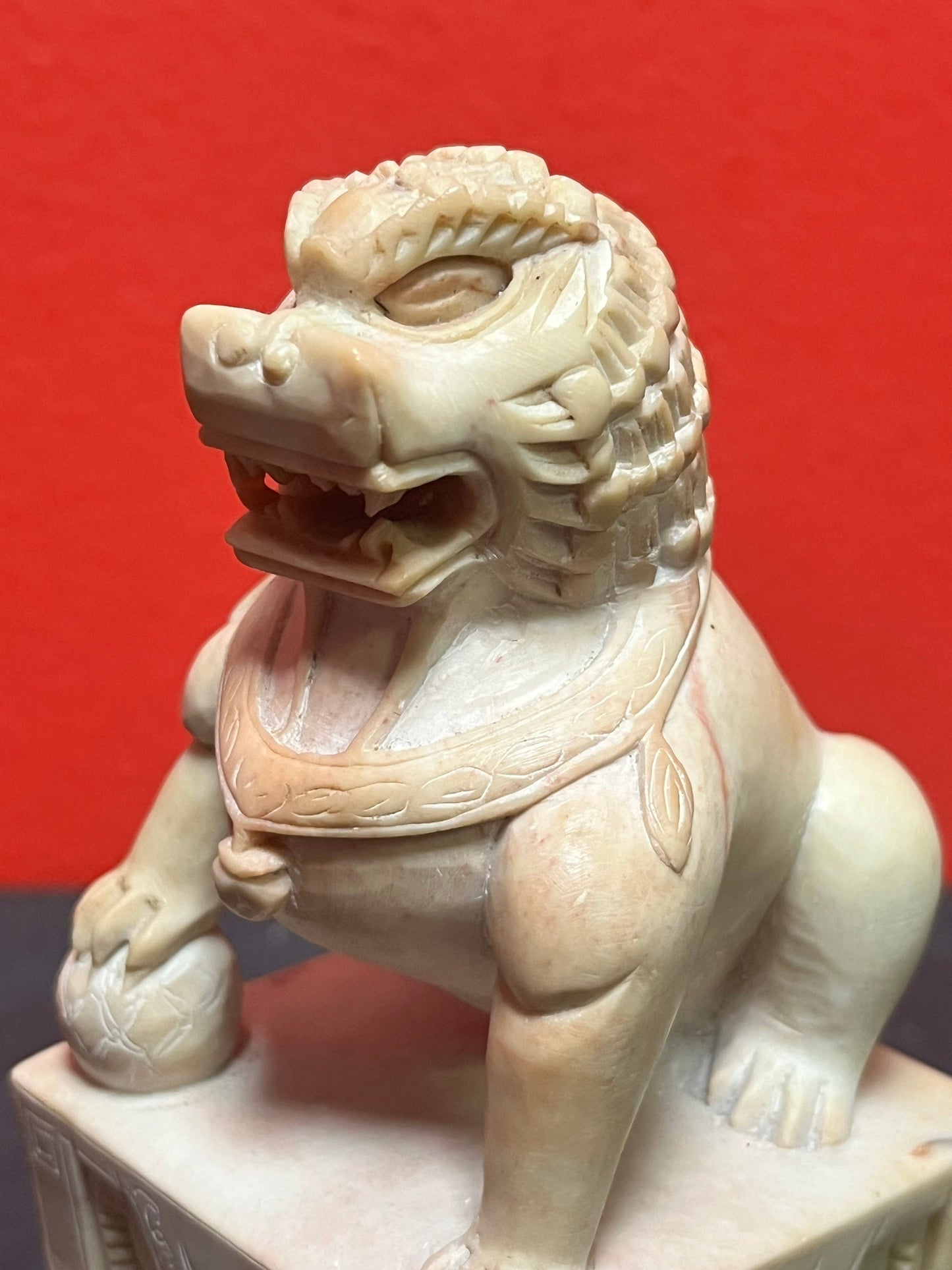 5 inch tall, Asian Chinese soapstone foo dog great condition