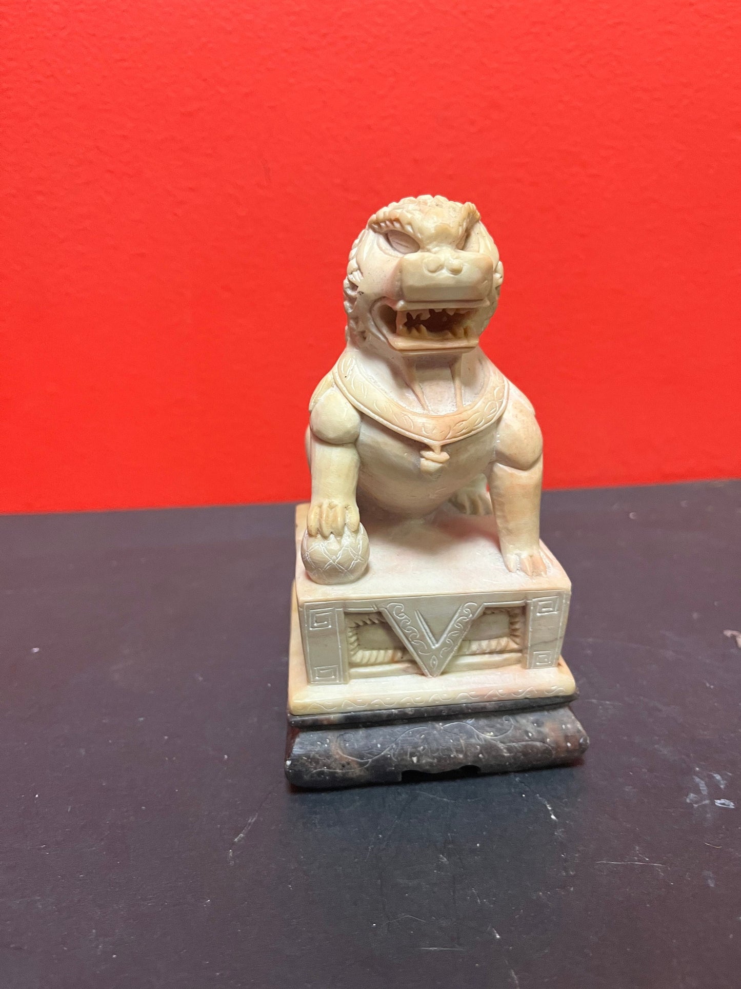 5 inch tall, Asian Chinese soapstone foo dog great condition