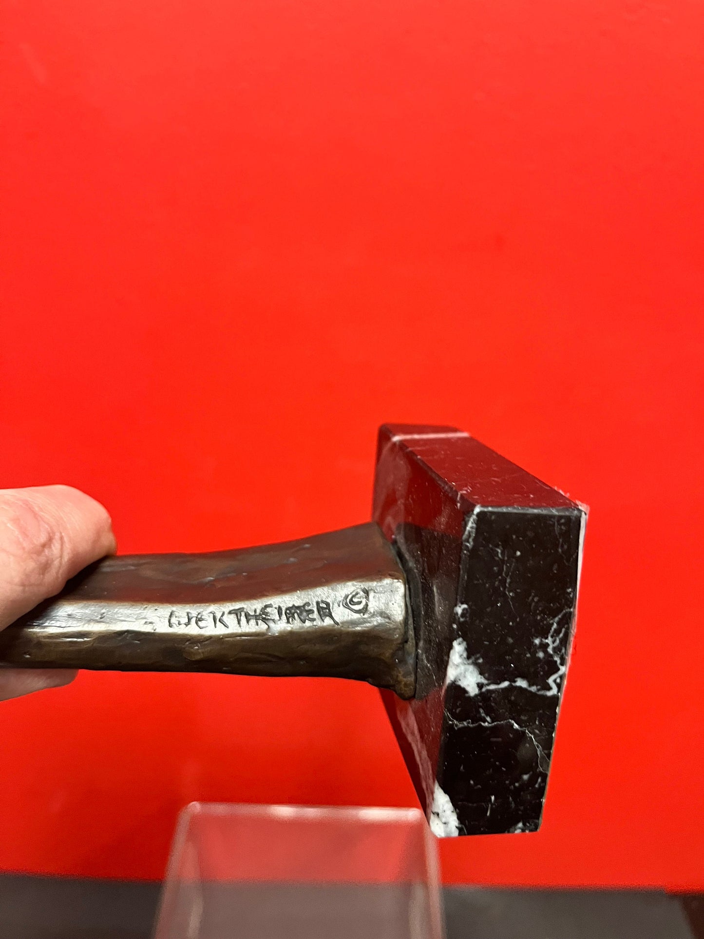 Fabulous 9 inch tall, signed bronze statue of a woman and child on marble base wonderful patina and detail Esther Wertheimer -