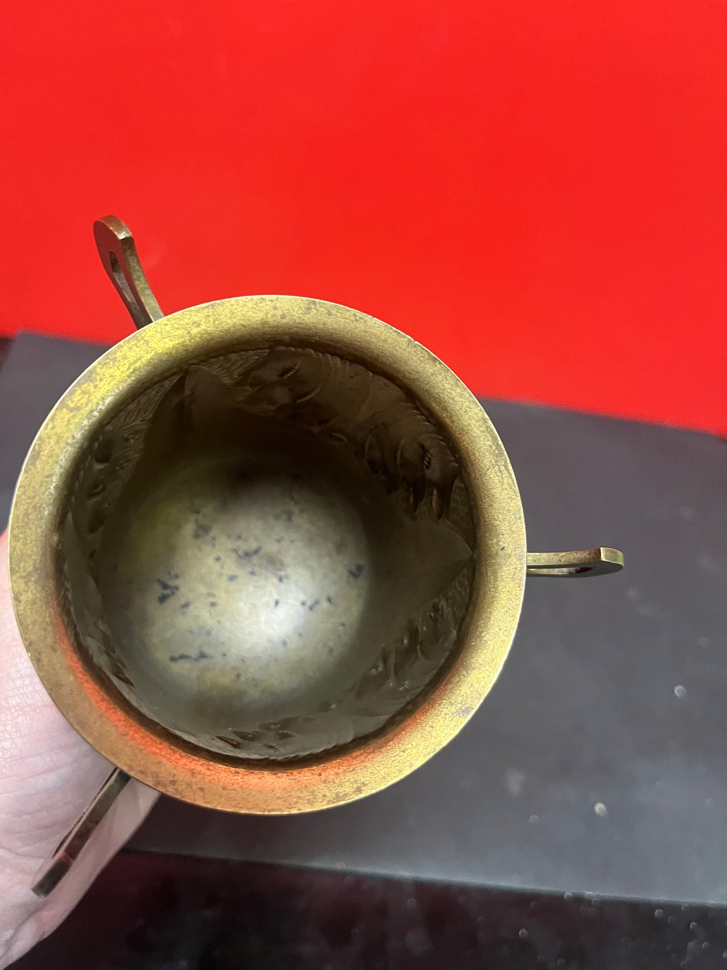 5 inch tall art nouveau brass vase great patina