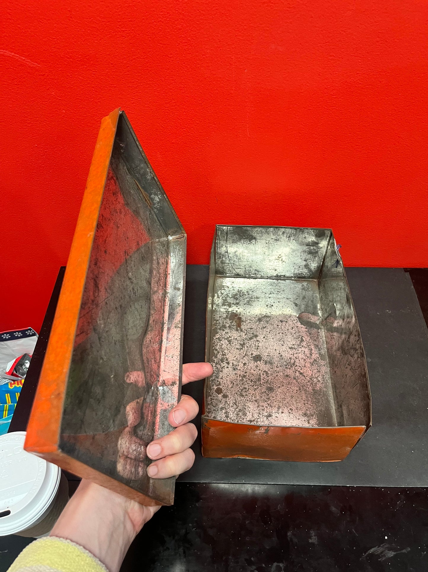 Amazing 12 x 7 x 5 high Japanese propaganda tin box - as is very cool
