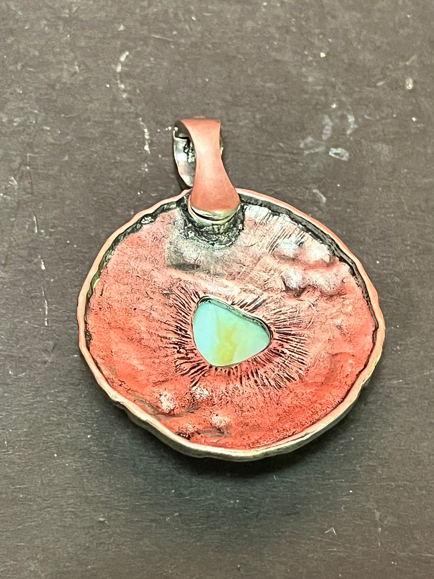 silver and turquoise Navajo pendant 3 inches long