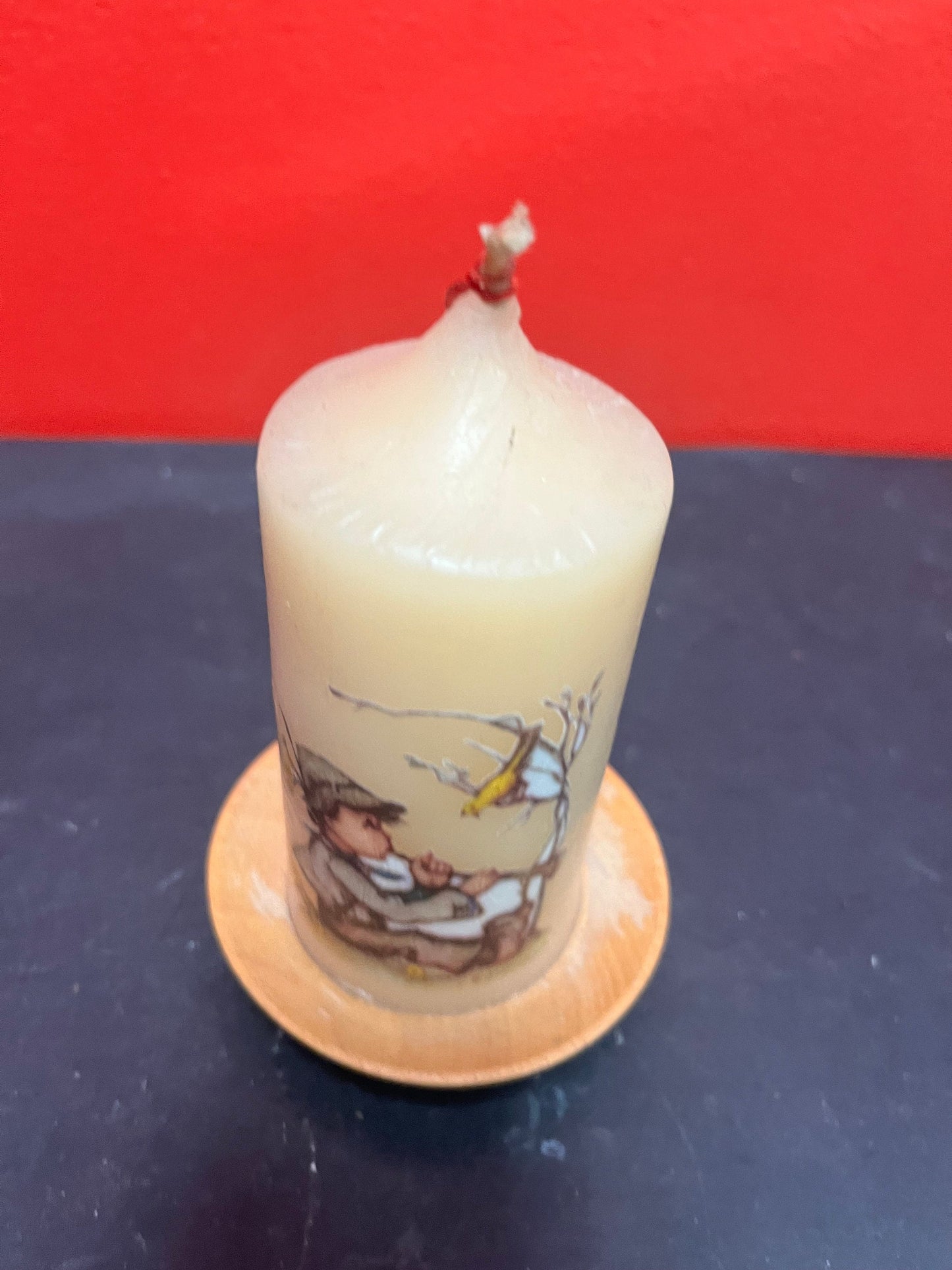 Rare 5 inch German HUMMEL candle on wood stand Perfect condition