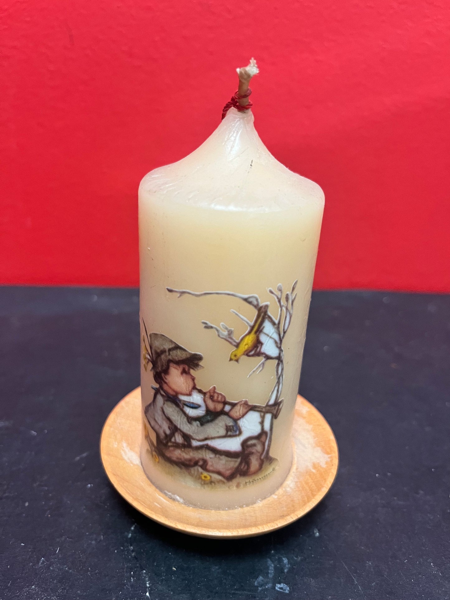 Rare 5 inch German HUMMEL candle on wood stand Perfect condition