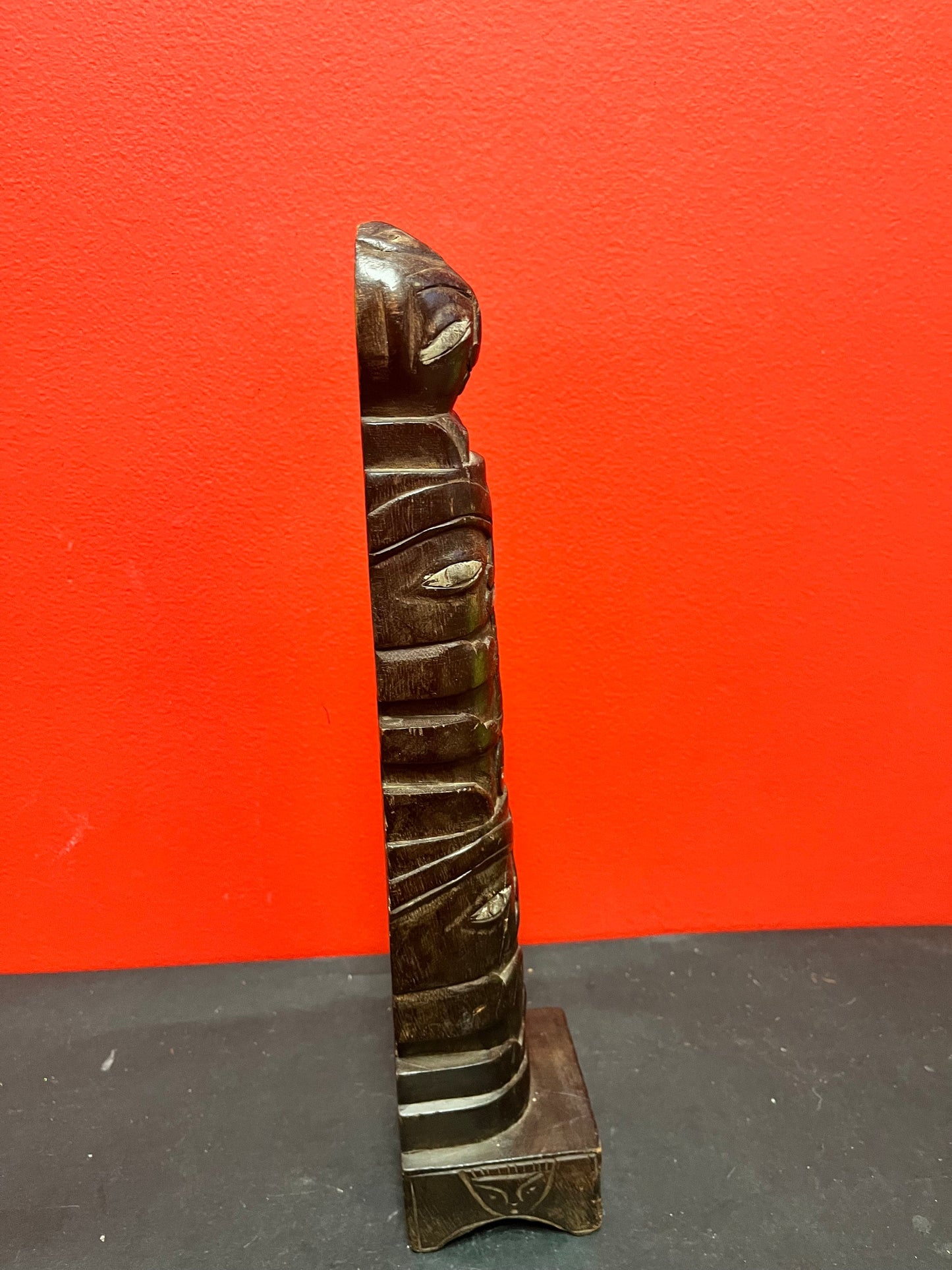 Very rare antique 14 inch tall indigenous first nations, Pacific Northwest Coast transformation totem pole found mid Vancouver Island!