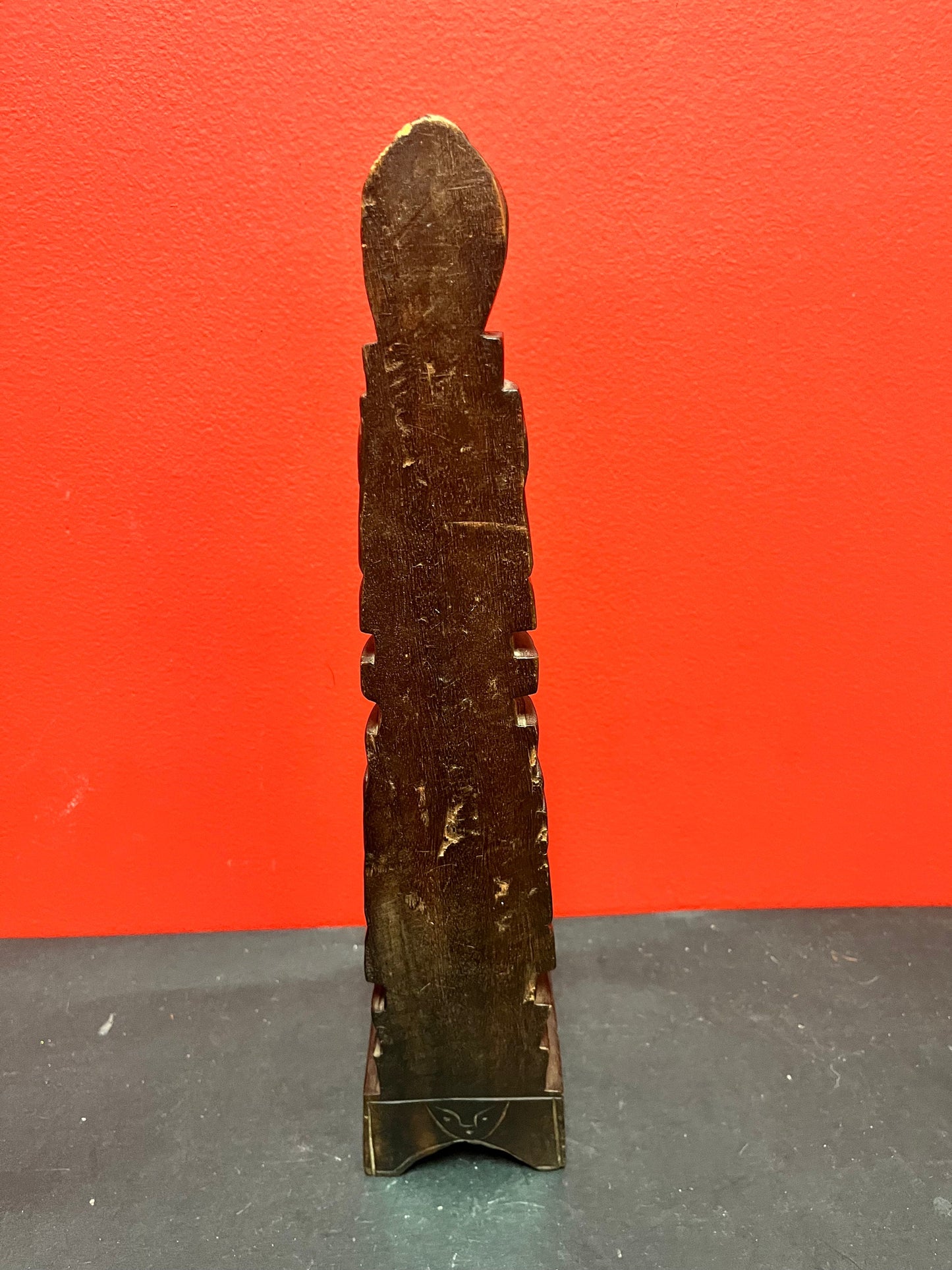 Very rare antique 14 inch tall indigenous first nations, Pacific Northwest Coast transformation totem pole found mid Vancouver Island!