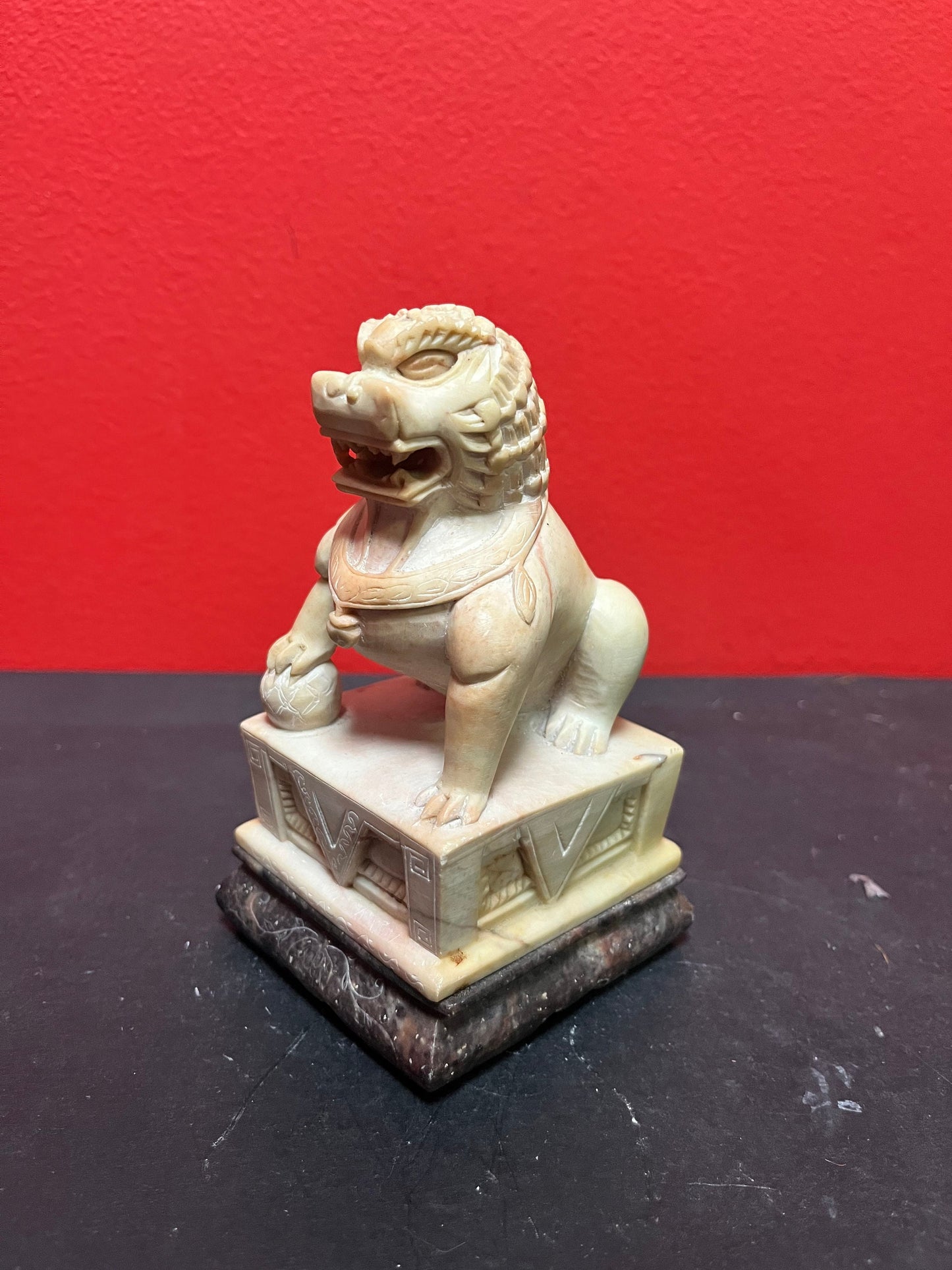 5 inch tall, Asian Chinese soapstone foo dog great condition