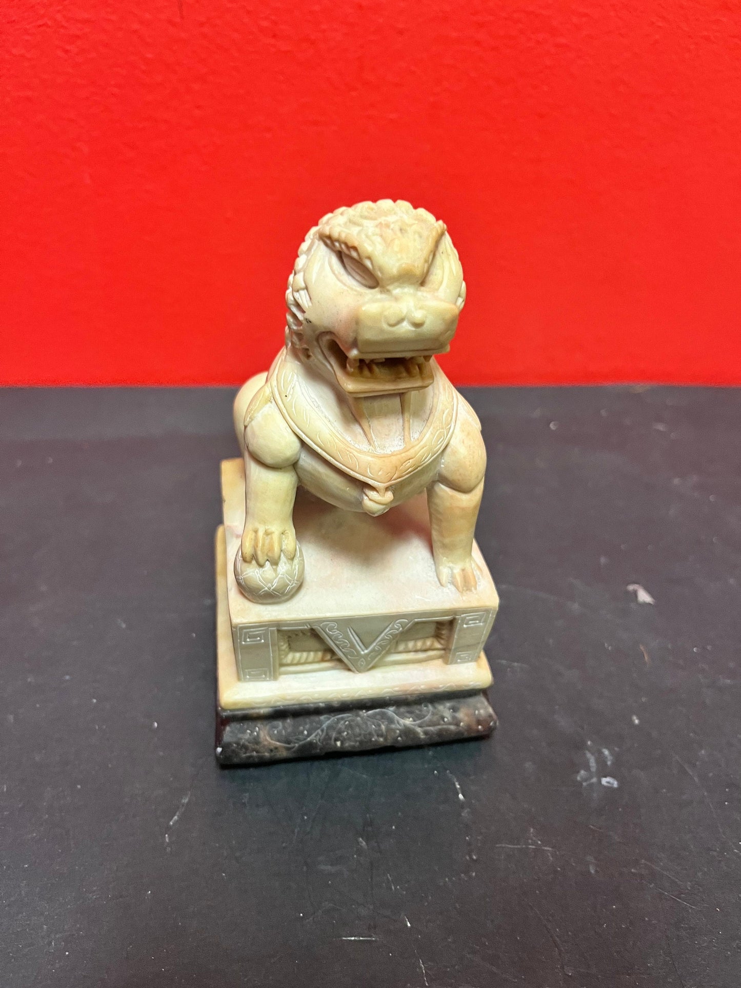 5 inch tall, Asian Chinese soapstone foo dog great condition