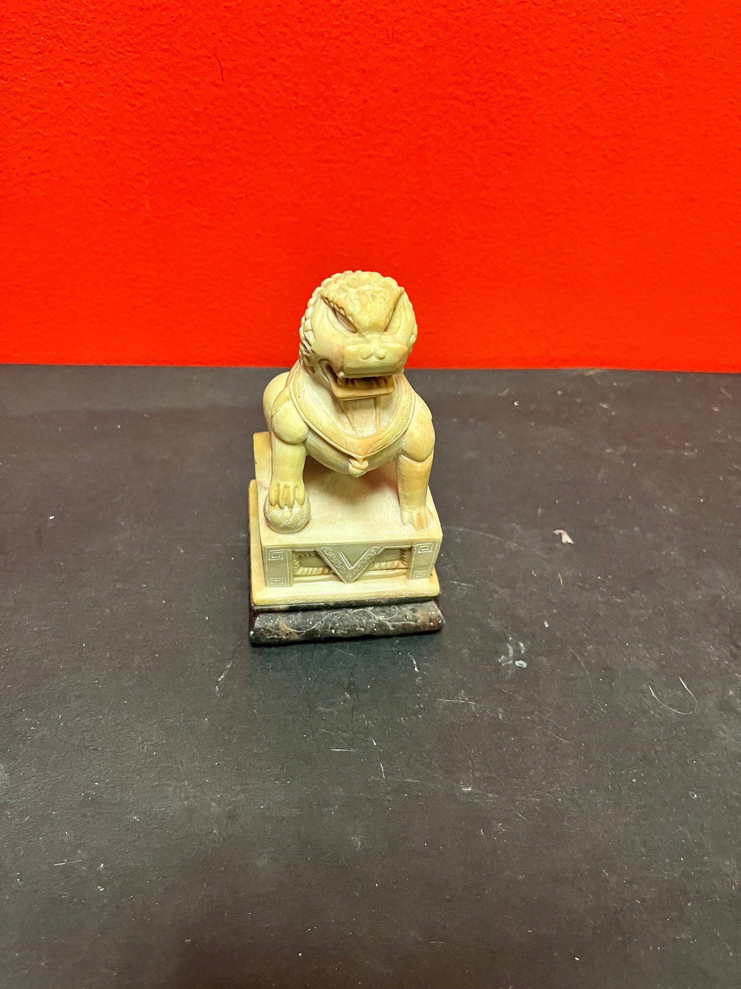 5 inch tall, Asian Chinese soapstone foo dog great condition