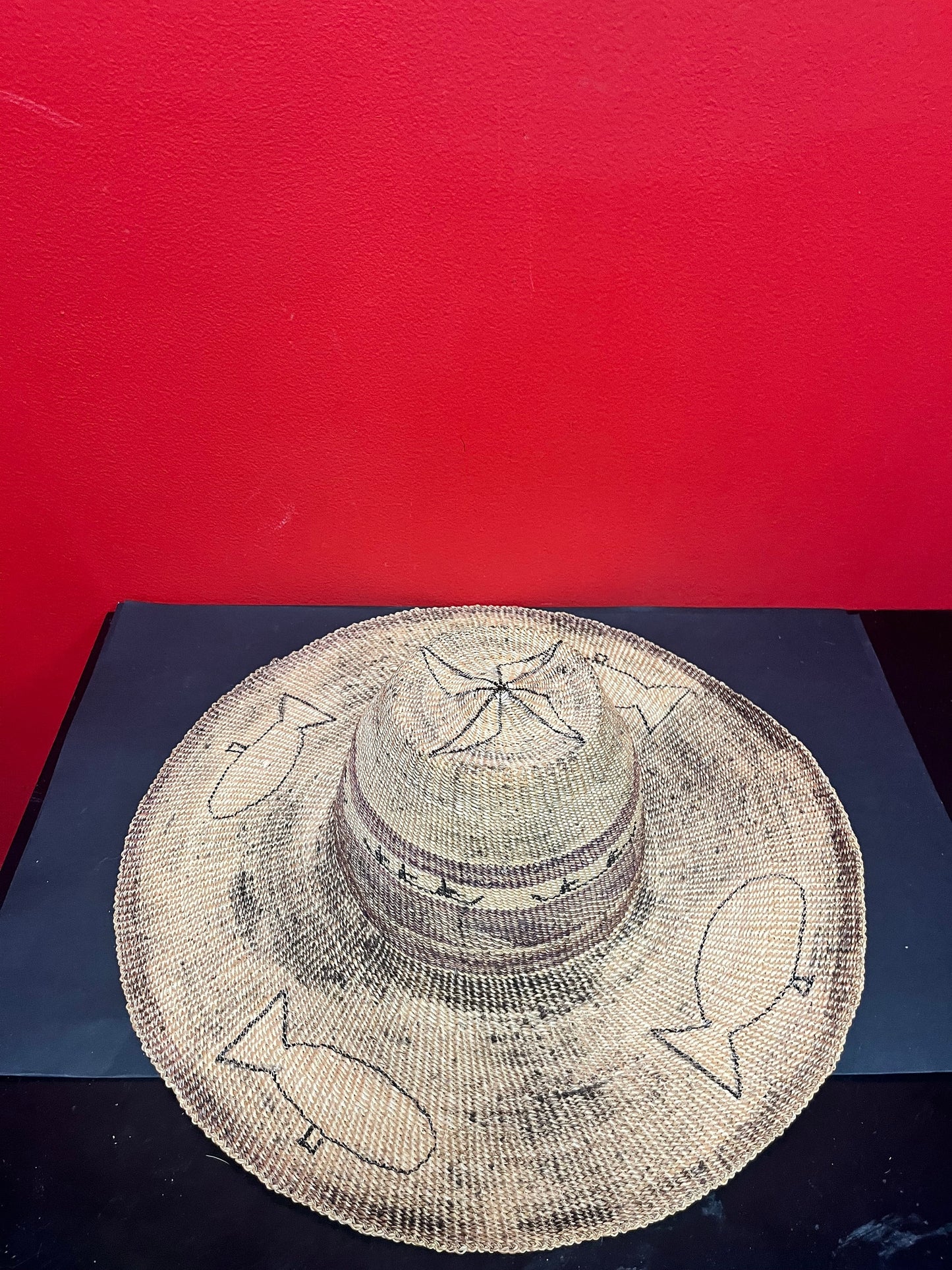 Stunning antique 18 inch long (7 inch long inside ) traditional indigenous, first nations, Canadian whaling hat intense design and history