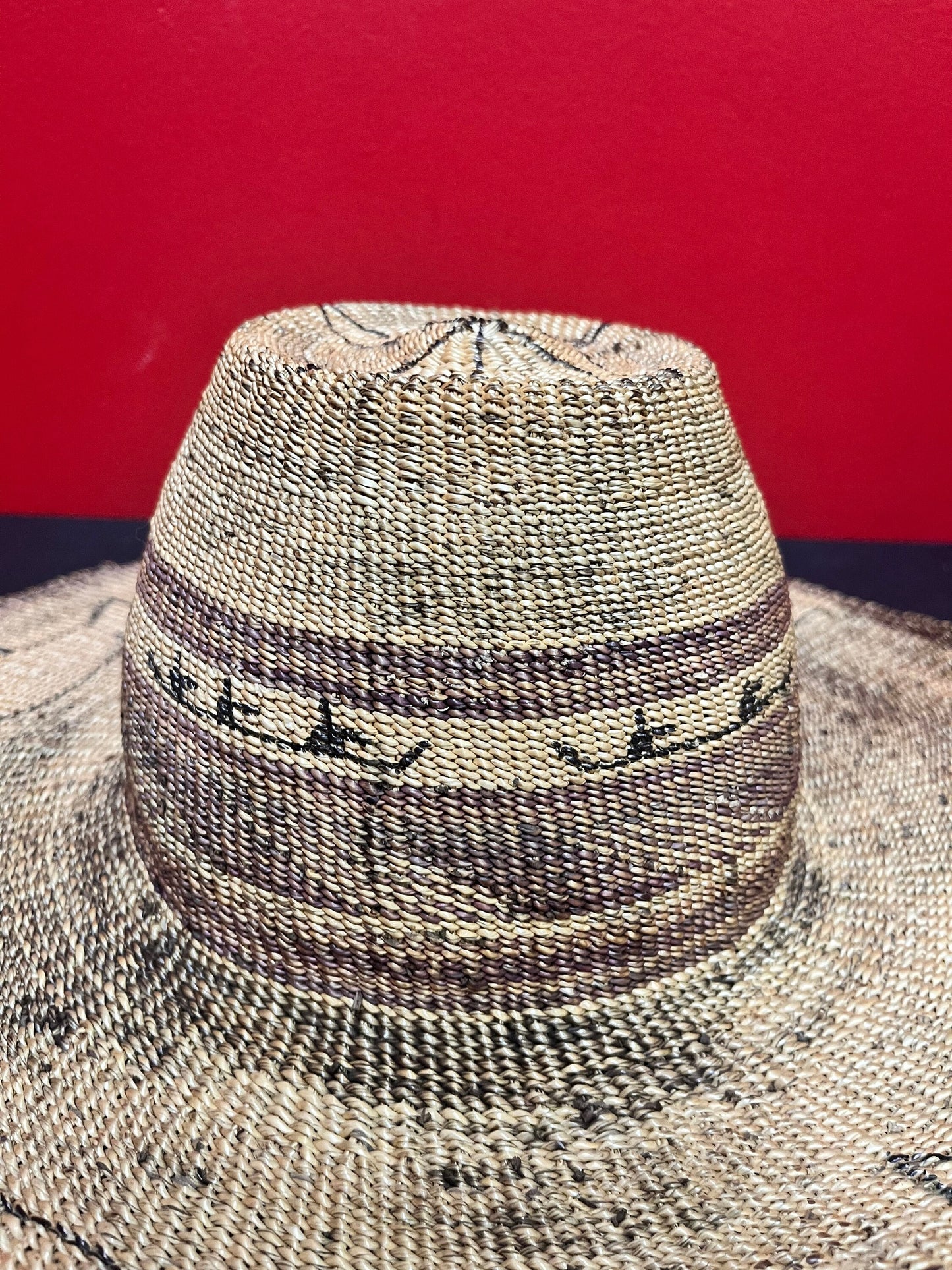 Stunning antique 18 inch long (7 inch long inside ) traditional indigenous, first nations, Canadian whaling hat intense design and history