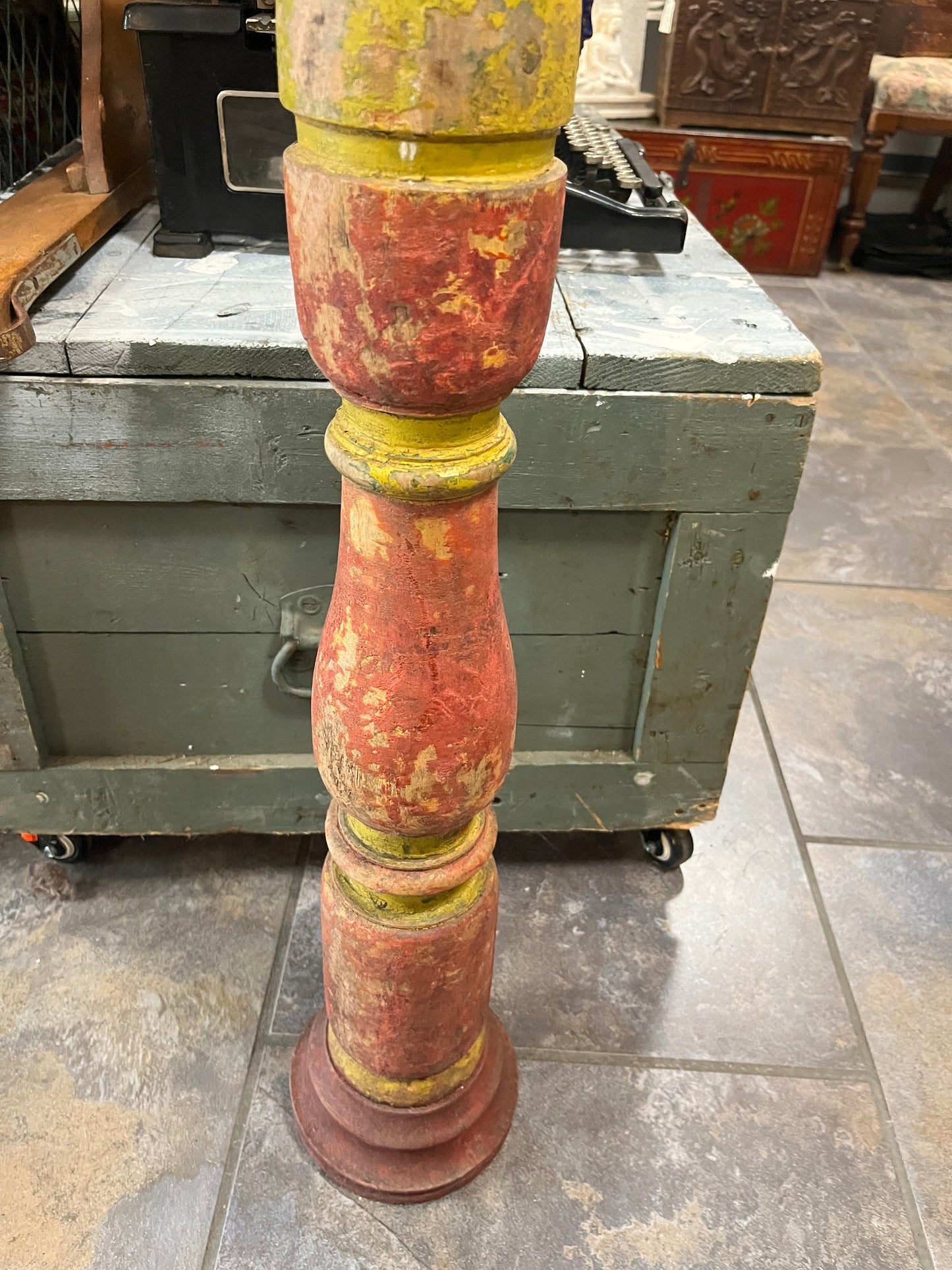 An Absolutely stunning 28 inch tall, antique European architectural wood candlestick amazing