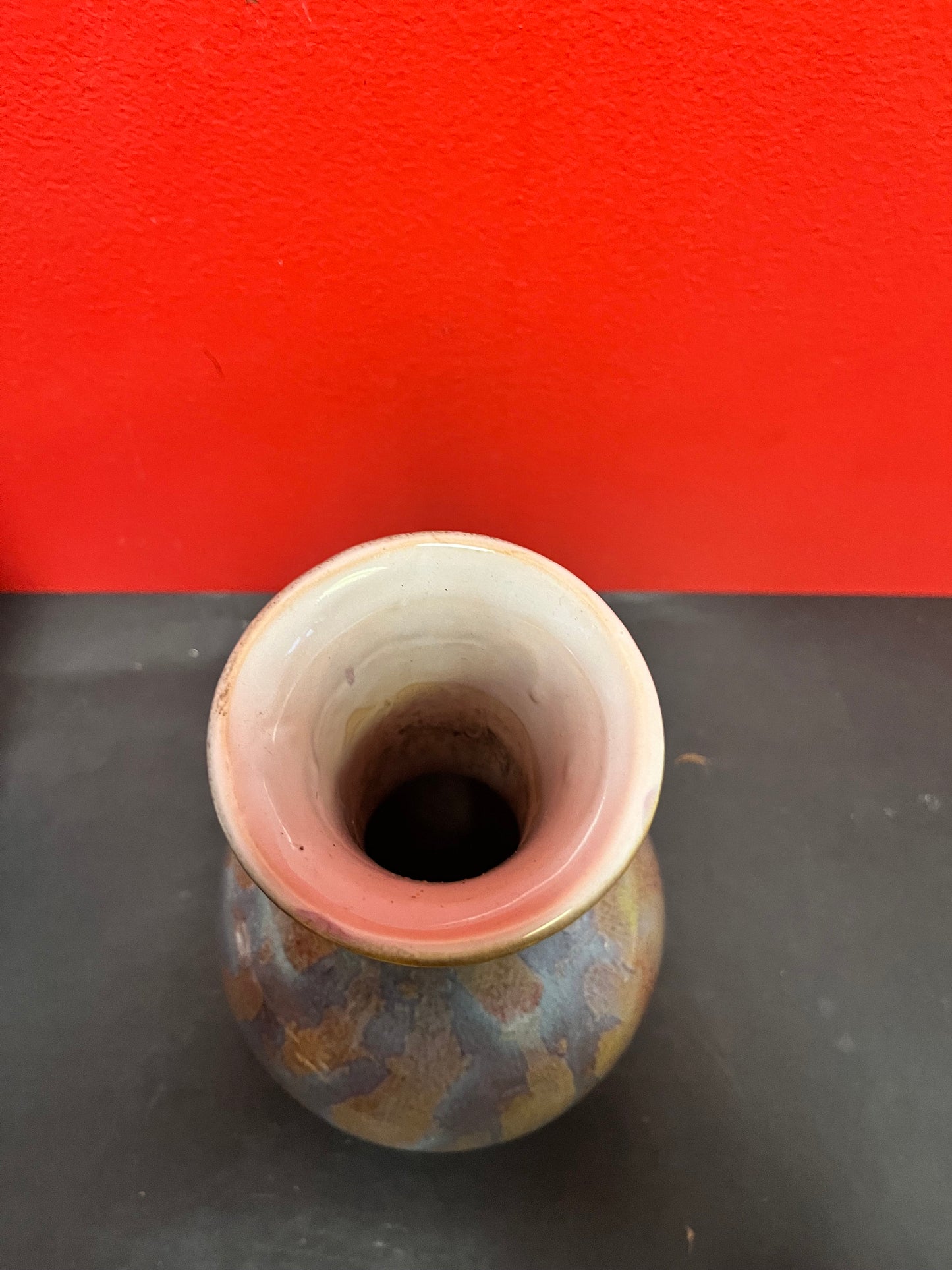 9 Inch vintage Asian handmade vase volcanic explosion amazing look and quality