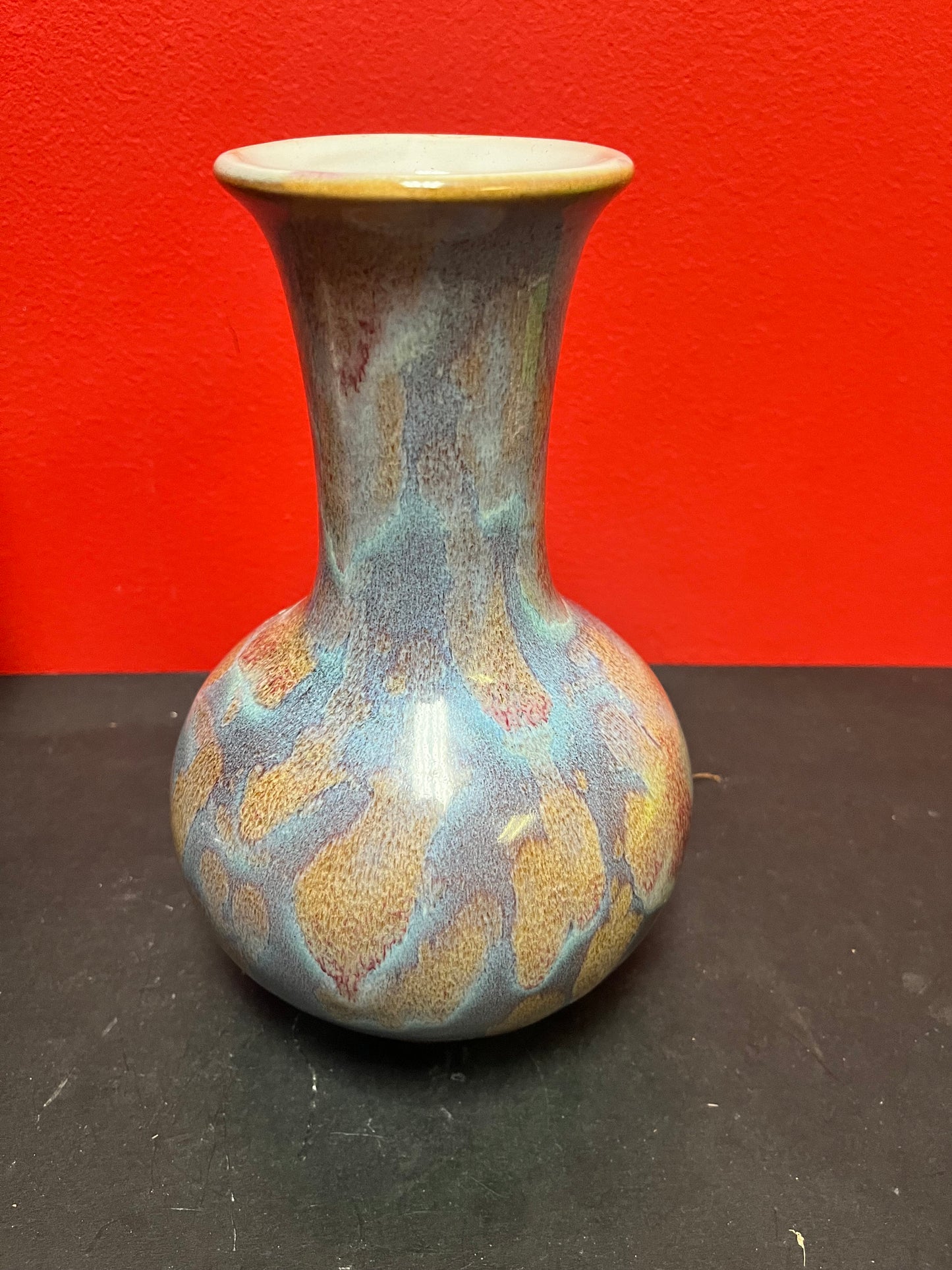 9 Inch vintage Asian handmade vase volcanic explosion amazing look and quality