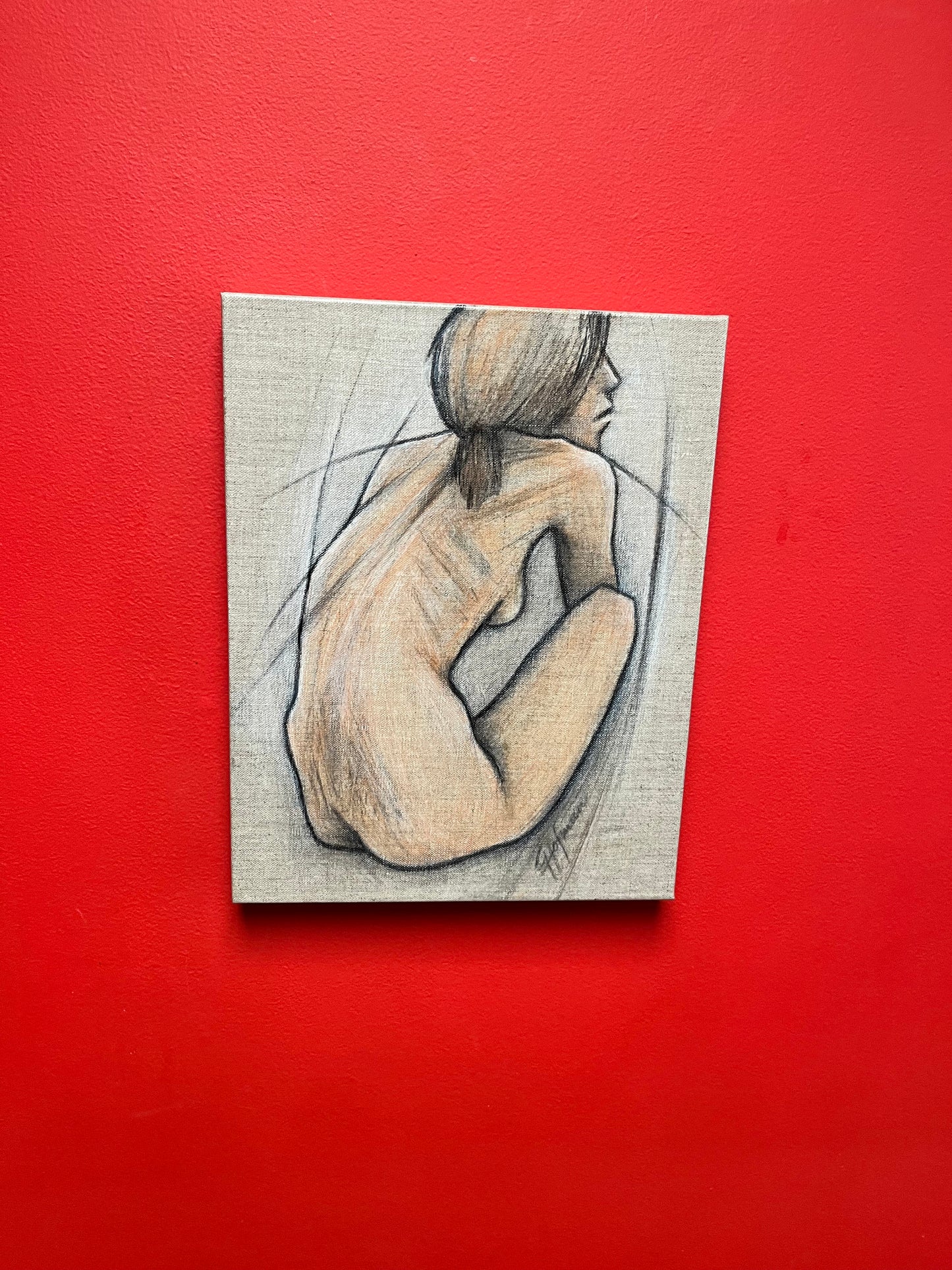 Original painting on canvas by Vancouver Island well-known artist Gerda Hoffman wow nude wow 14 x 11 inches