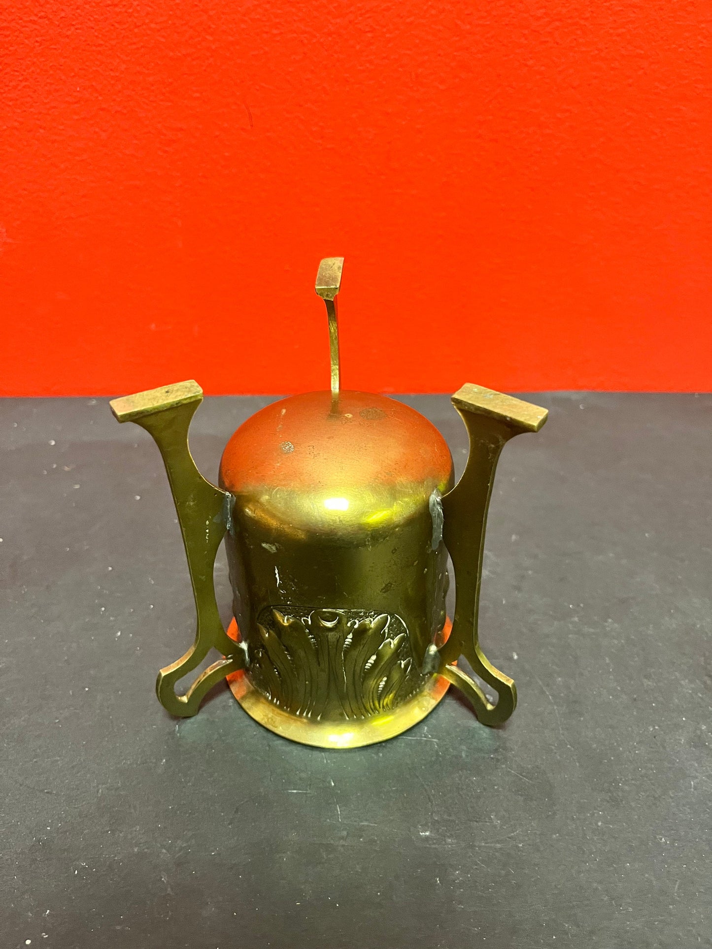 5 inch tall art nouveau brass vase great patina