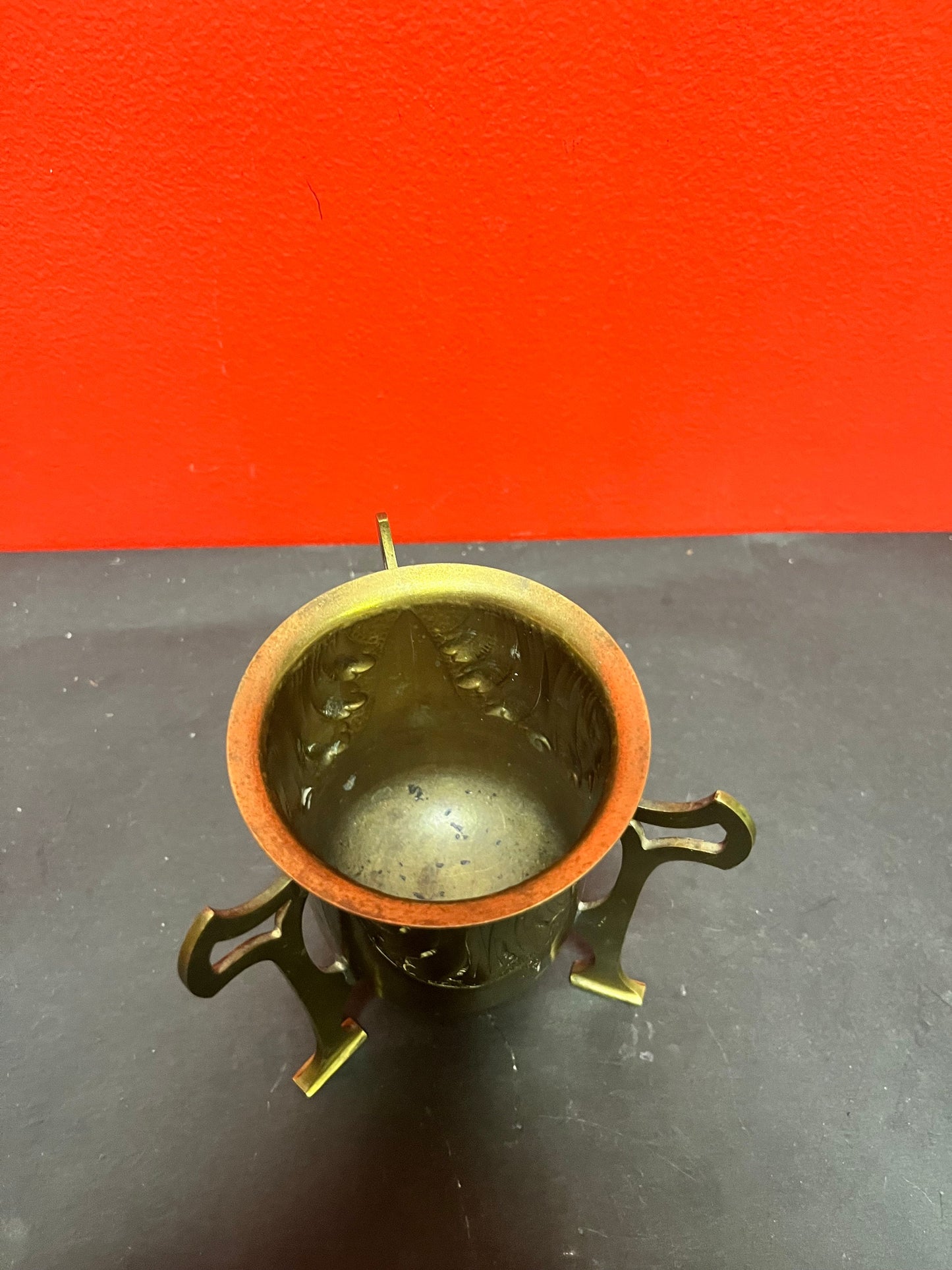 5 inch tall art nouveau brass vase great patina