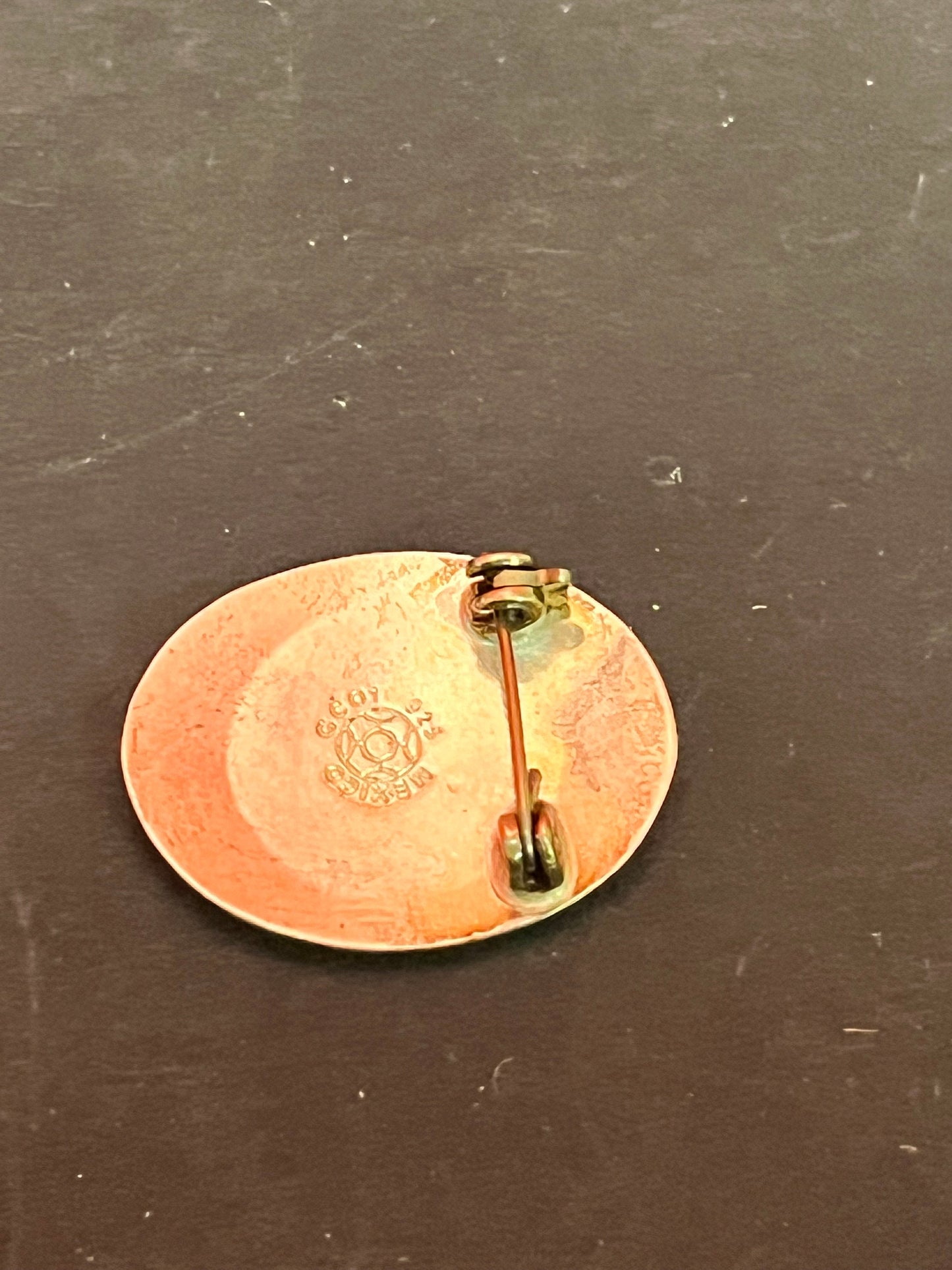 Lovely 1 inch Mexican, silver and turquoise brooch in Navajo style gorgeous gift