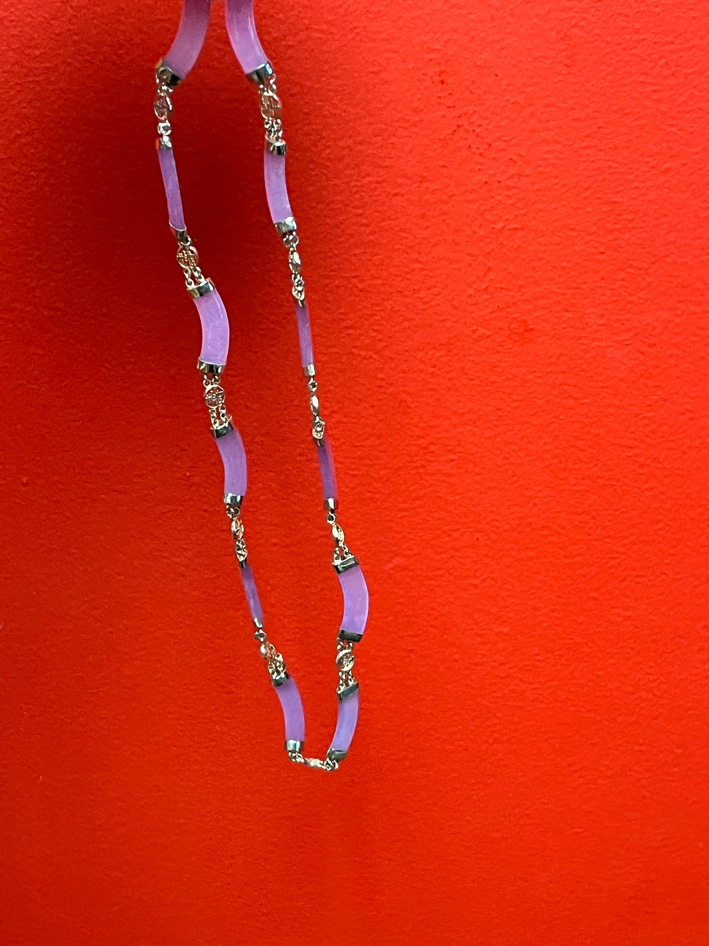 An Approximately 18 inch rare antique Chinese purple jade and silver necklace stunning