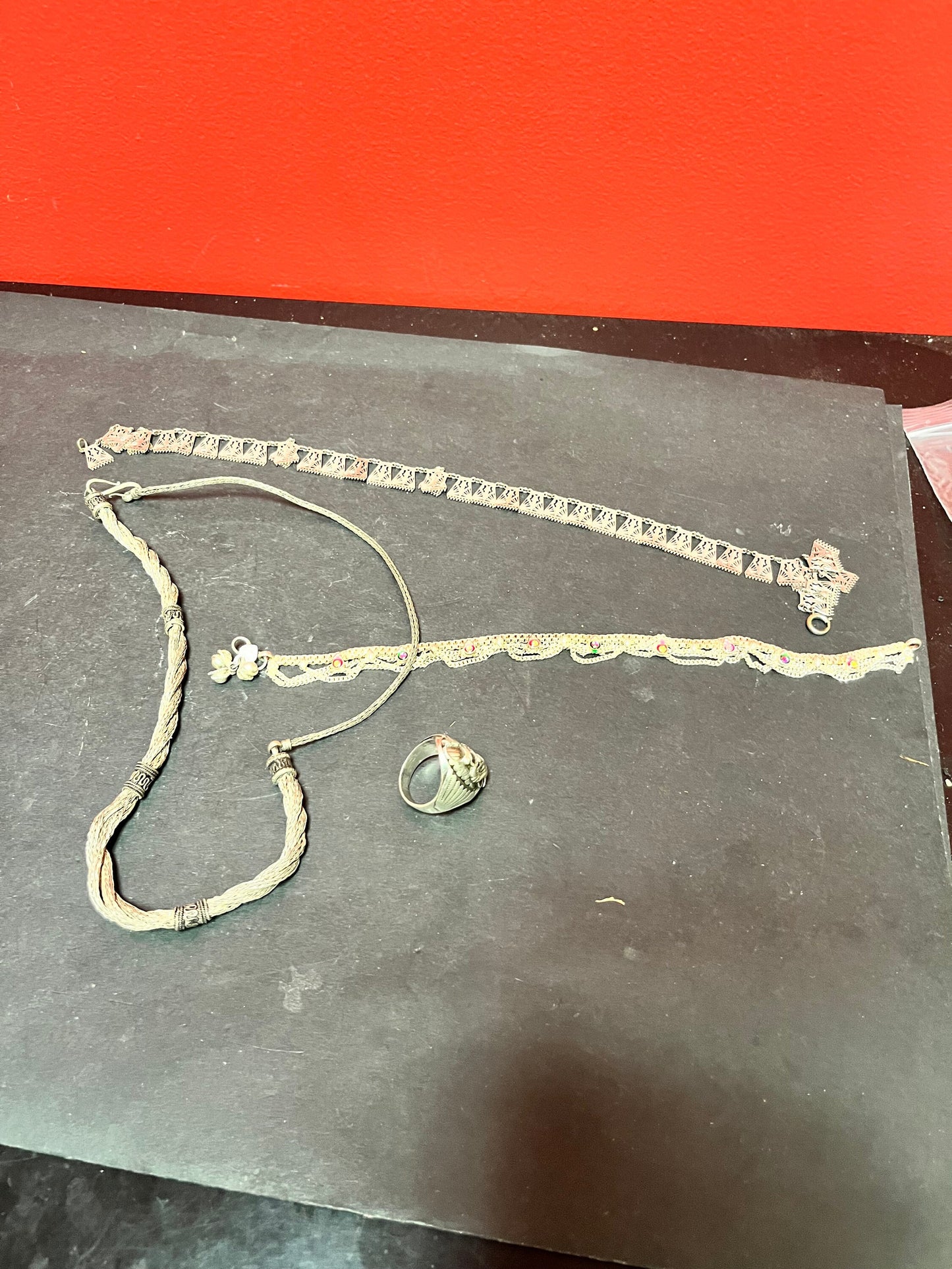 Lot of four pieces of untested sterling silver jewellery grab lot at great value perfect for resale