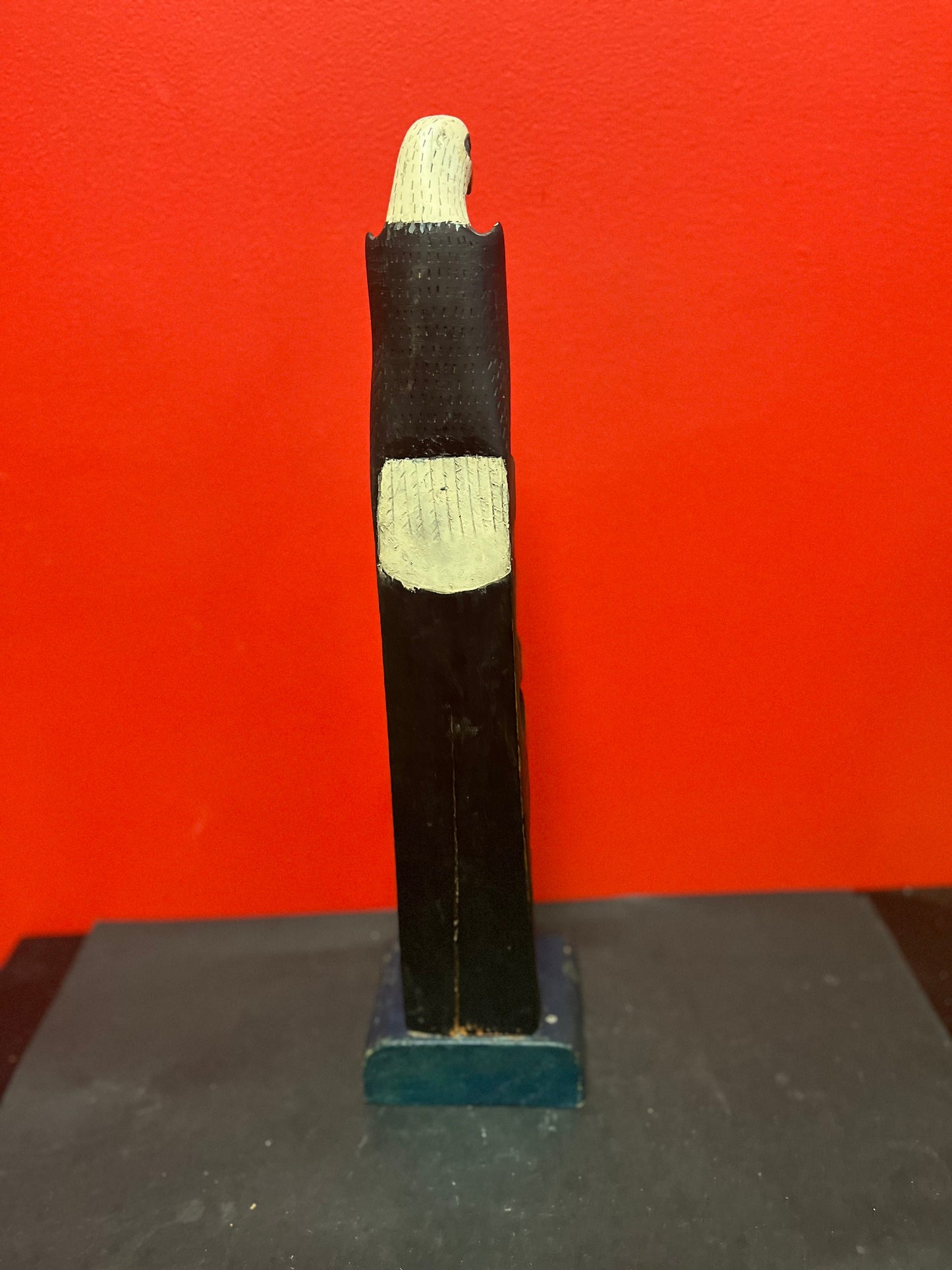 Stunning 20 x 4.5 antique unsigned possibly ceremonial indigenous first nations, Pacific Northwest Coast Folk Art transformation totem pole