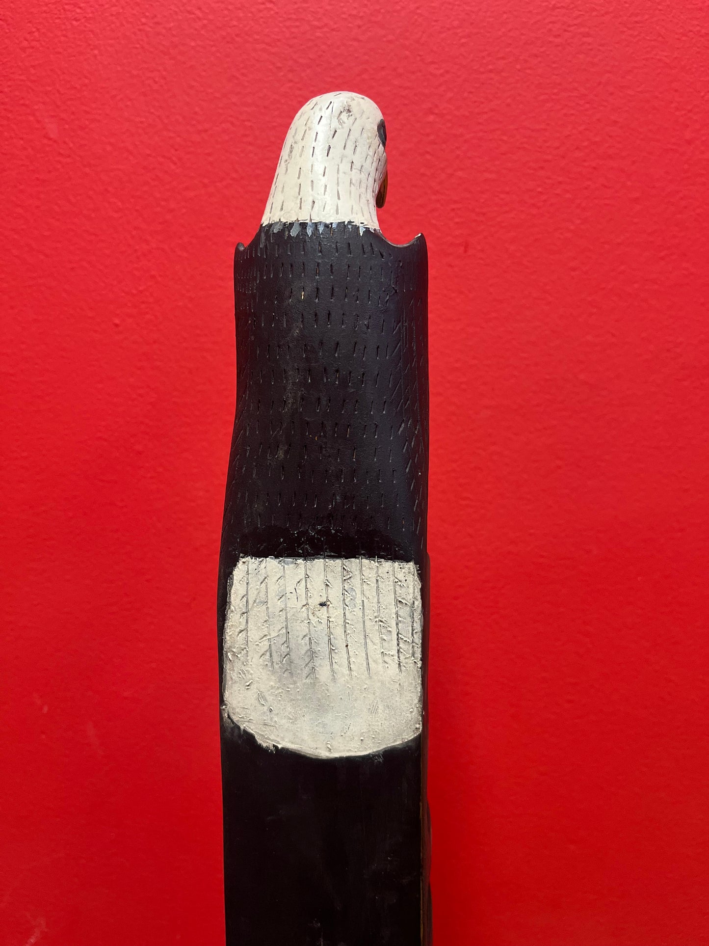 Stunning 20 x 4.5 antique unsigned possibly ceremonial indigenous first nations, Pacific Northwest Coast Folk Art transformation totem pole
