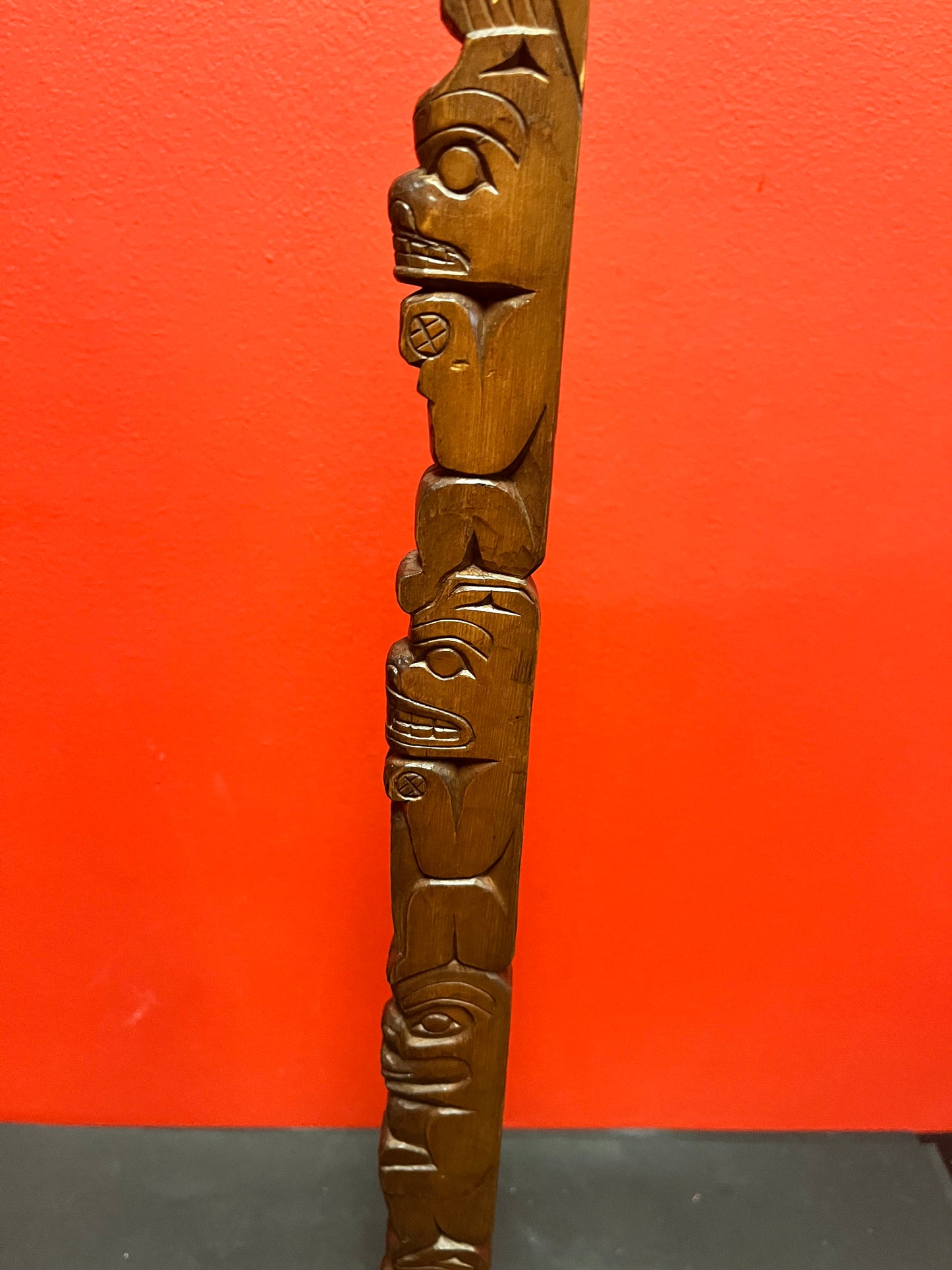 Stunning 25 inch tall transformation totem pole signed beauty indigenous first nations Pacific northwest Coast intense detail