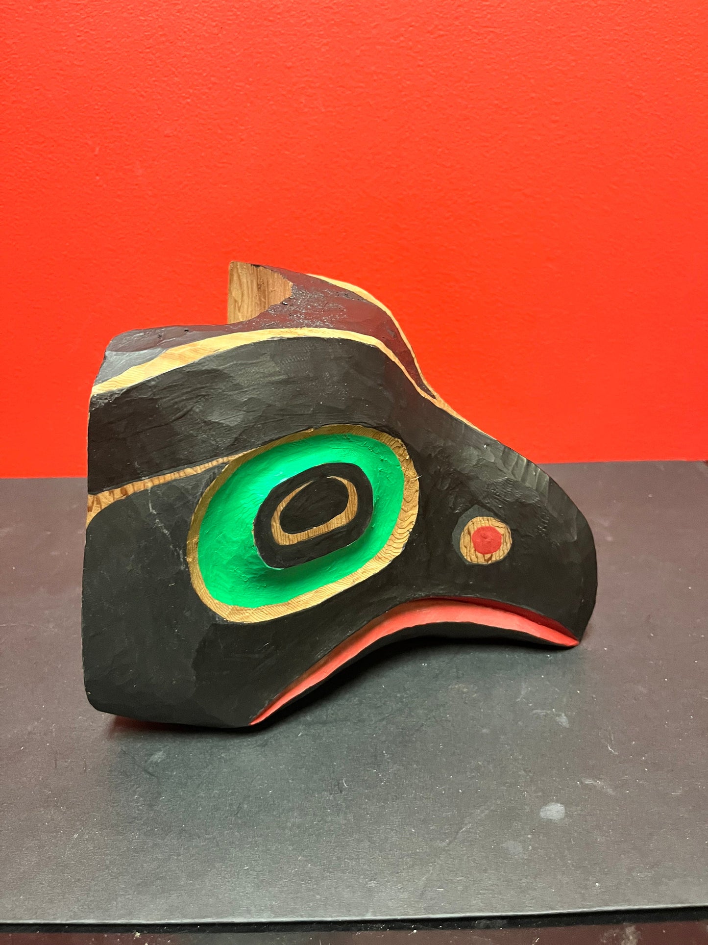 Stunning 9 x 7 high indigenous first nations Pacific northwest coast unsigned Eagle mask amazing colour and simplicity wow