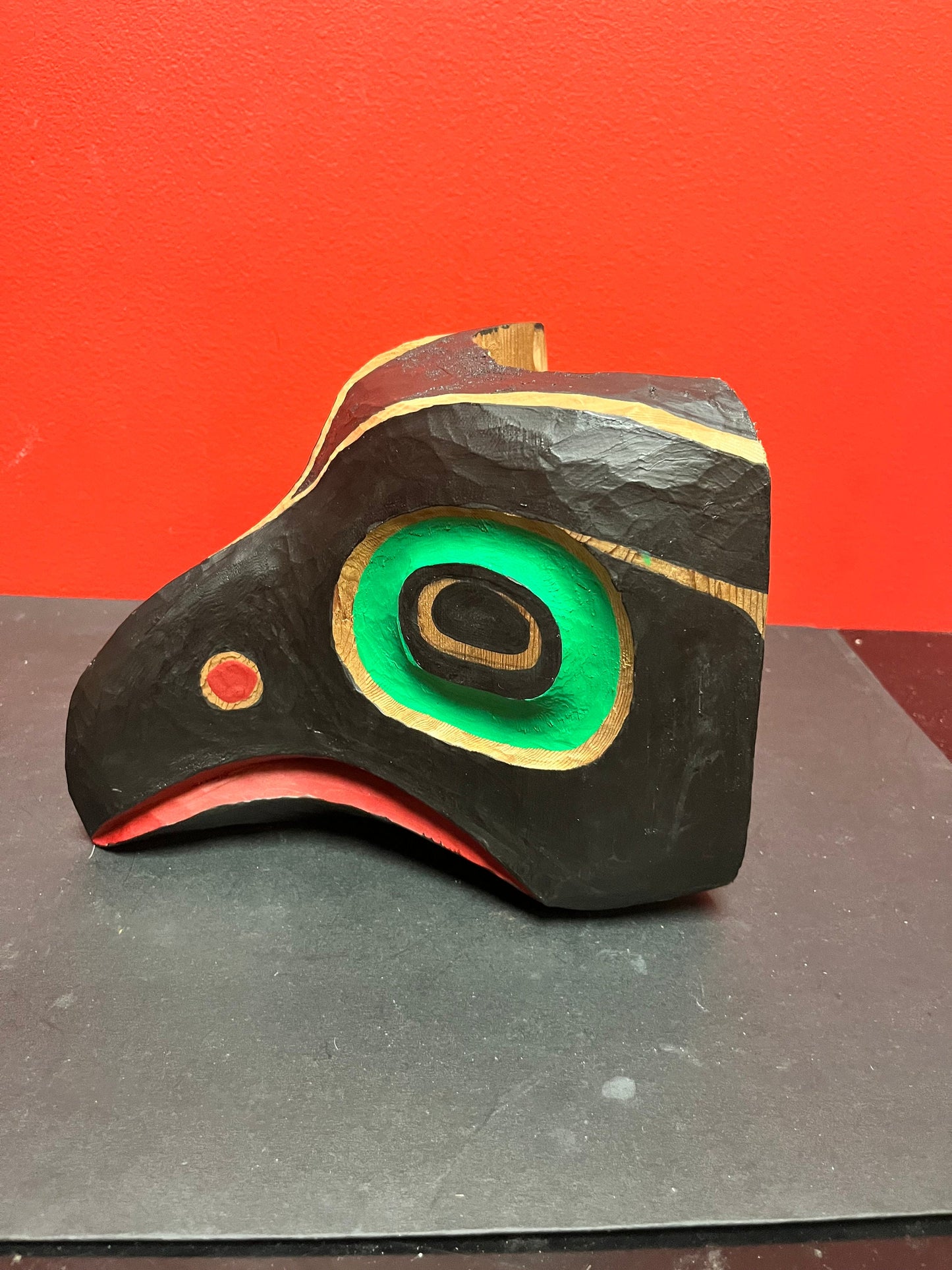 Stunning 9 x 7 high indigenous first nations Pacific northwest coast unsigned Eagle mask amazing colour and simplicity wow
