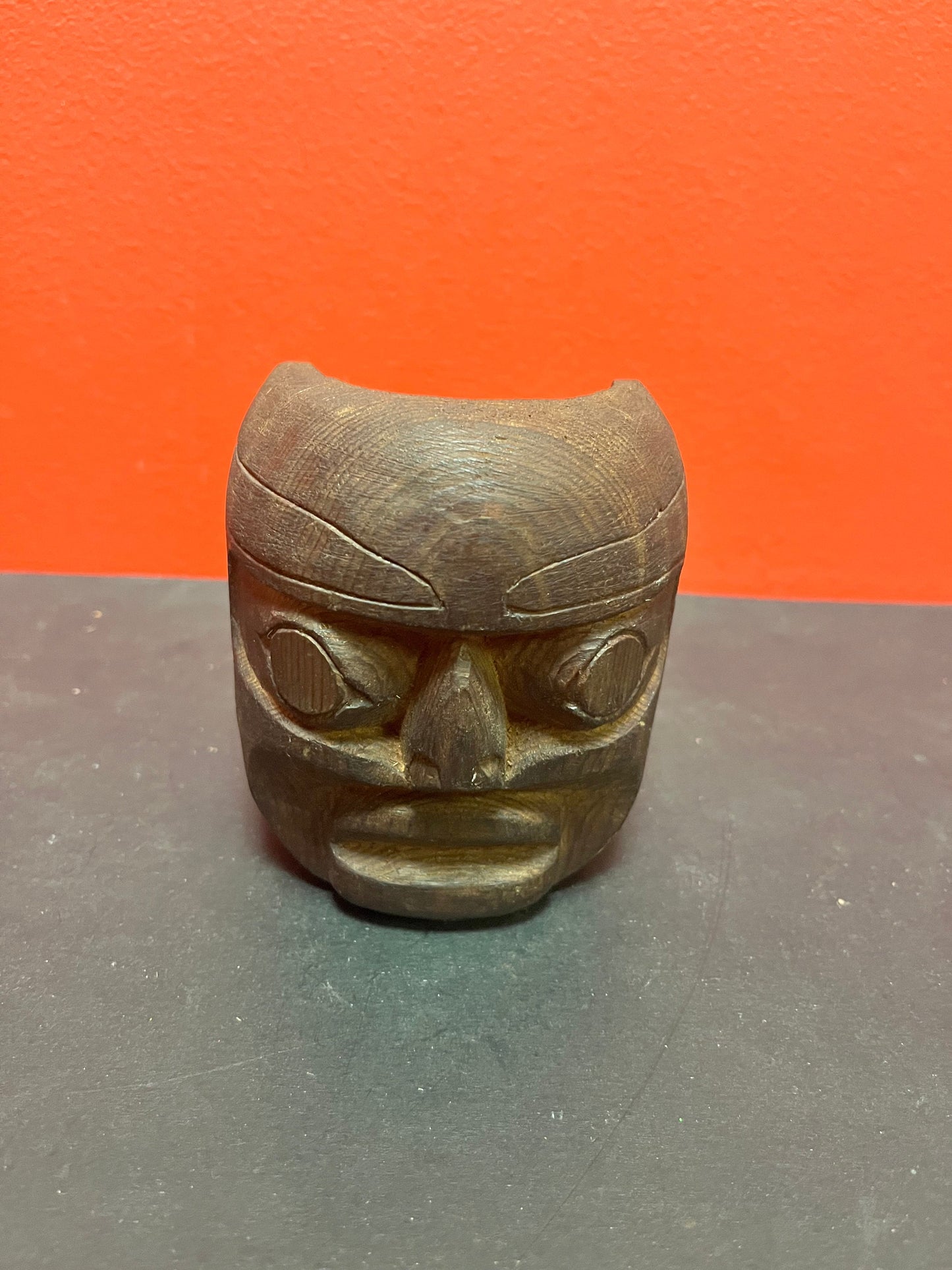 Beautiful indigenous first nations Pacific northwest Coast 5 inch tall cedar mask unsigned with great detail good value