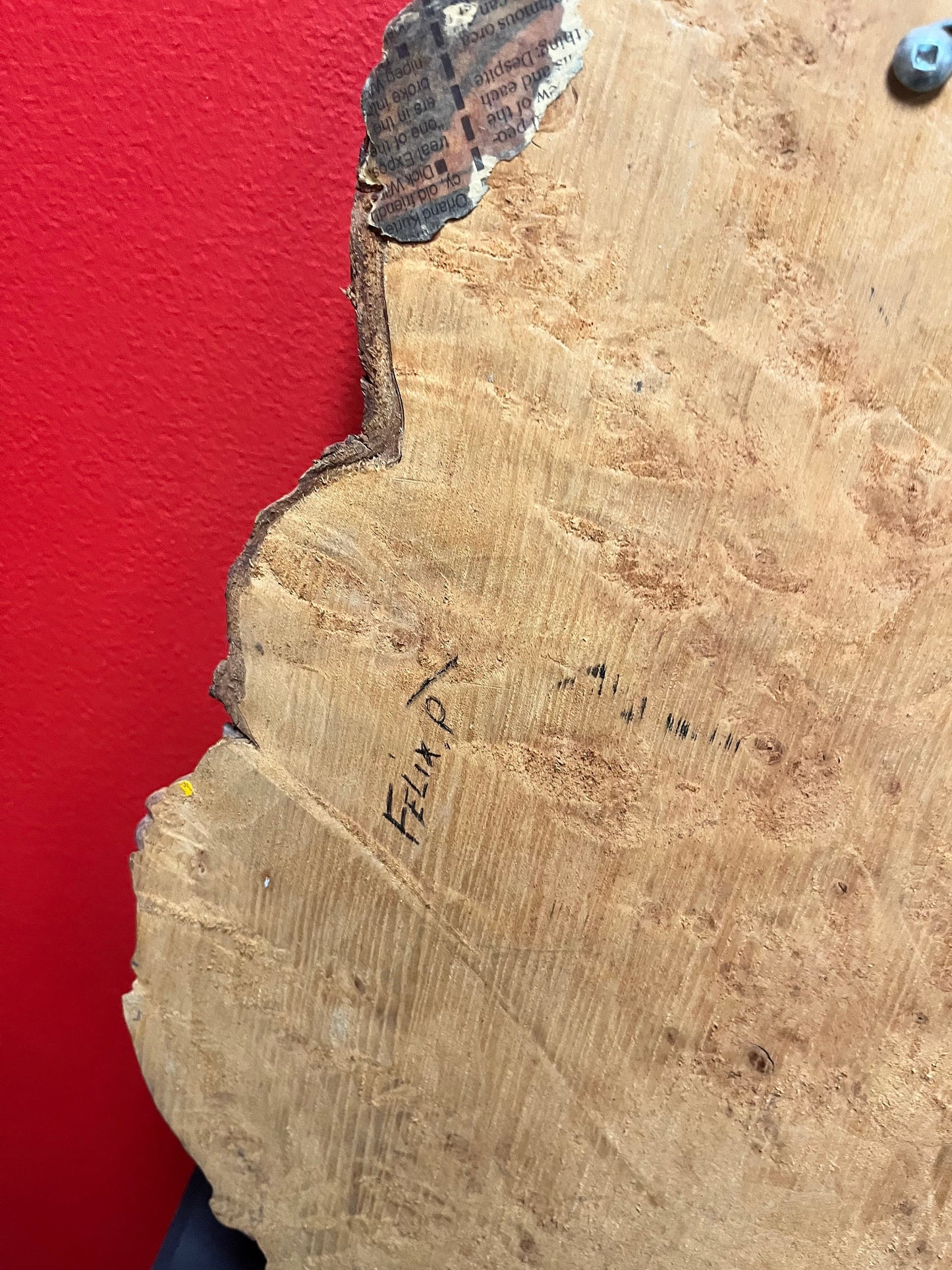 Stunning 24 x 19 tall indigenous first nations painted live edge wood burl fabulous imagery and ready to hang wow