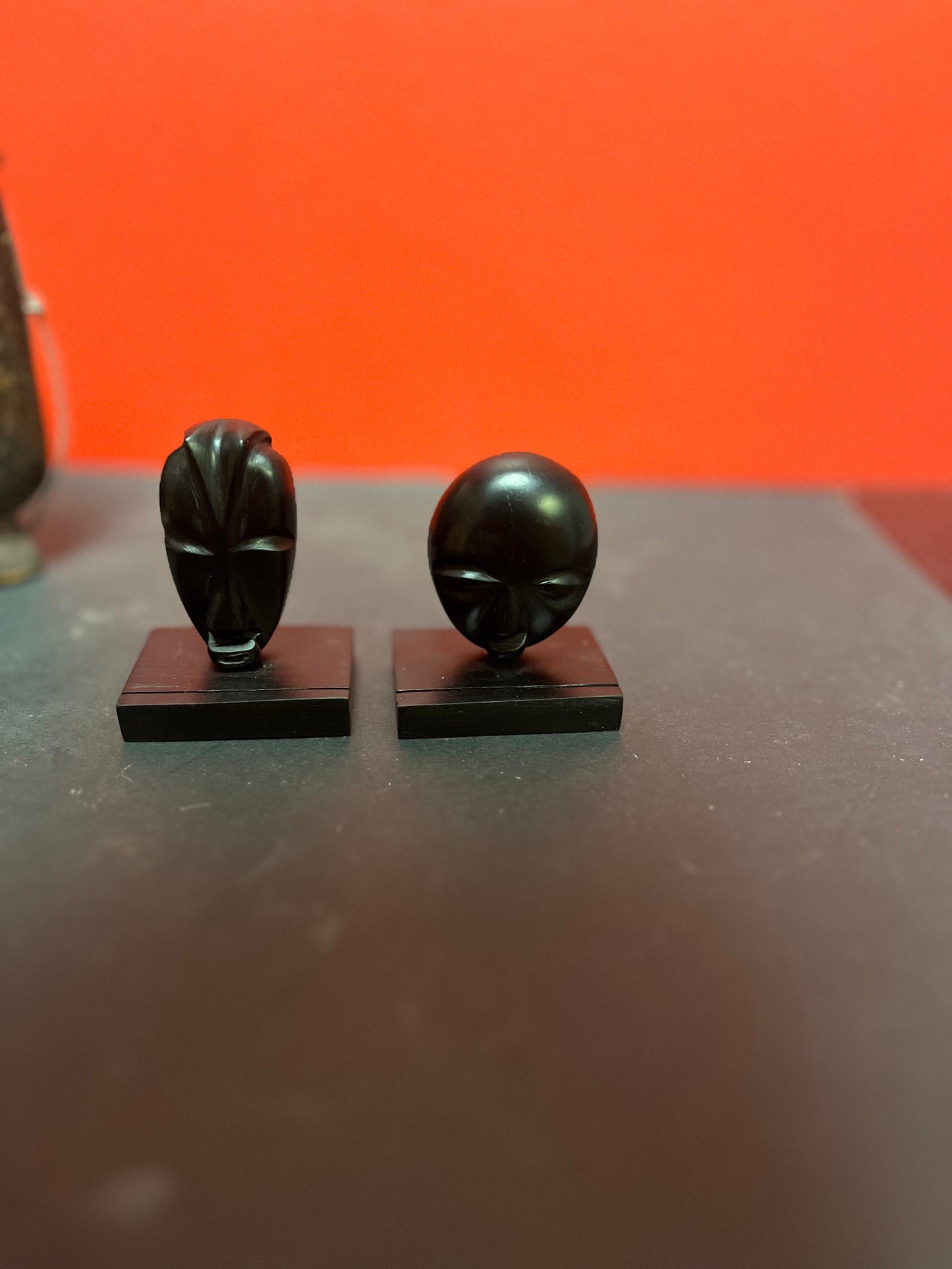 Two fabulous Ebony wood African masks on stands 3 inches high great quality and detail prices for both