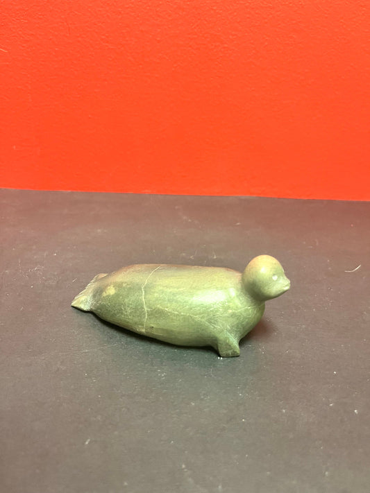 Lovely 5 inch indigenous Inuit soapstone signed seal statue