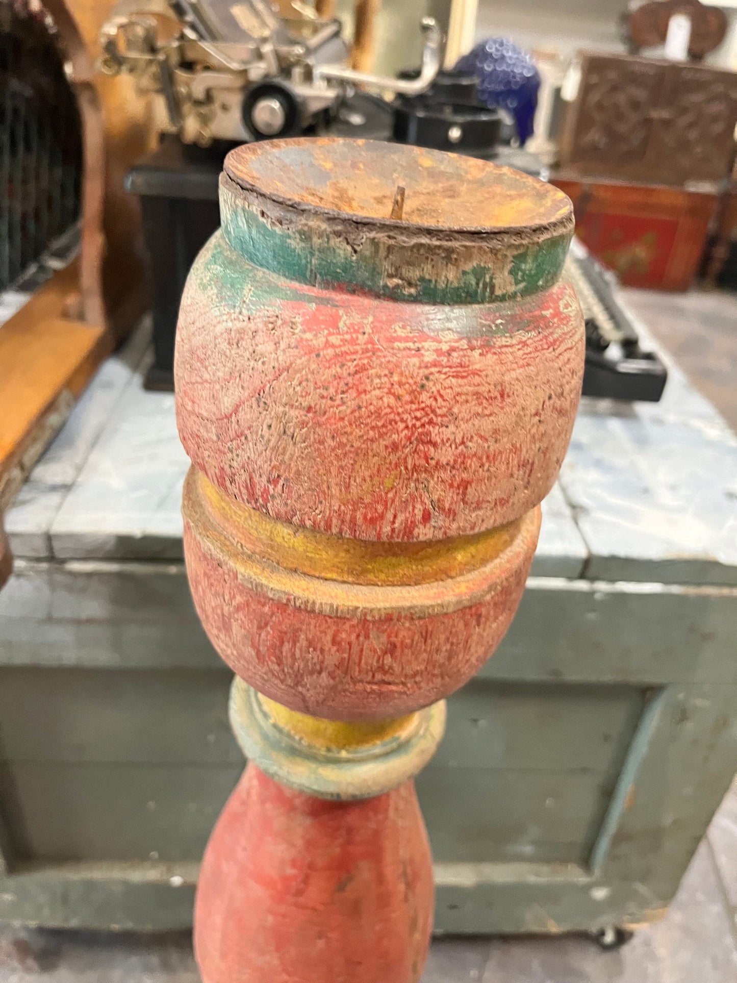 An Absolutely stunning 28 inch tall, antique European architectural wood candlestick amazing