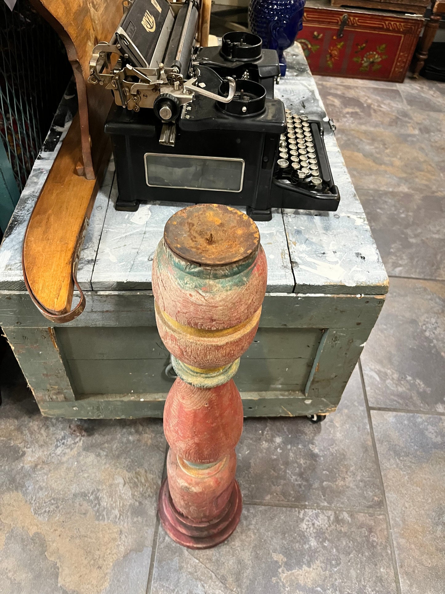 An Absolutely stunning 28 inch tall, antique European architectural wood candlestick amazing