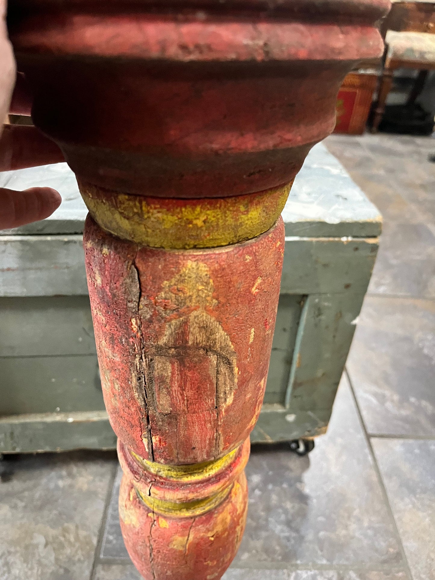 An Absolutely stunning 28 inch tall, antique European architectural wood candlestick amazing
