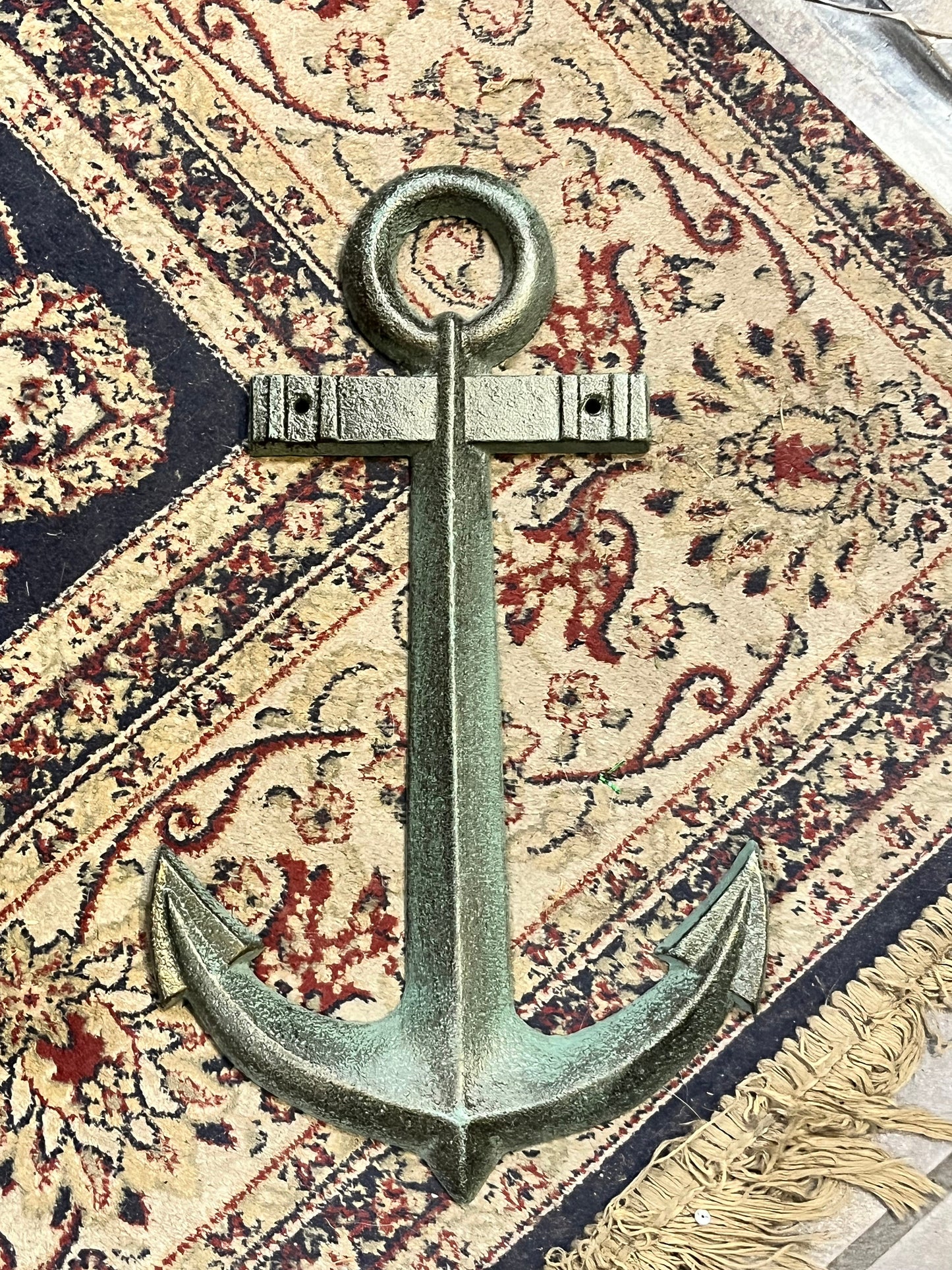 Very cool 14 x 8 heavy cast metal ship anchor plaque needs screws and great nautical decor perfect gift