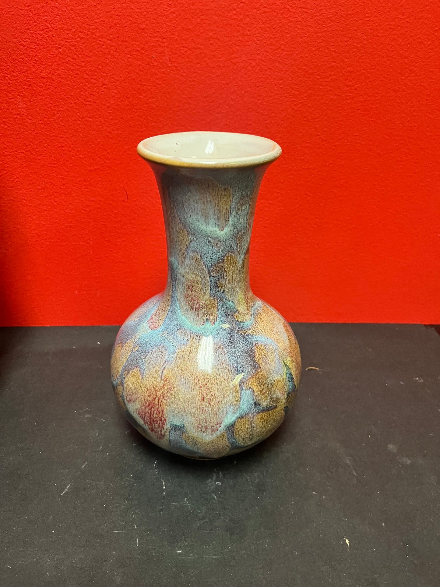 9 Inch vintage Asian handmade vase volcanic explosion amazing look and quality